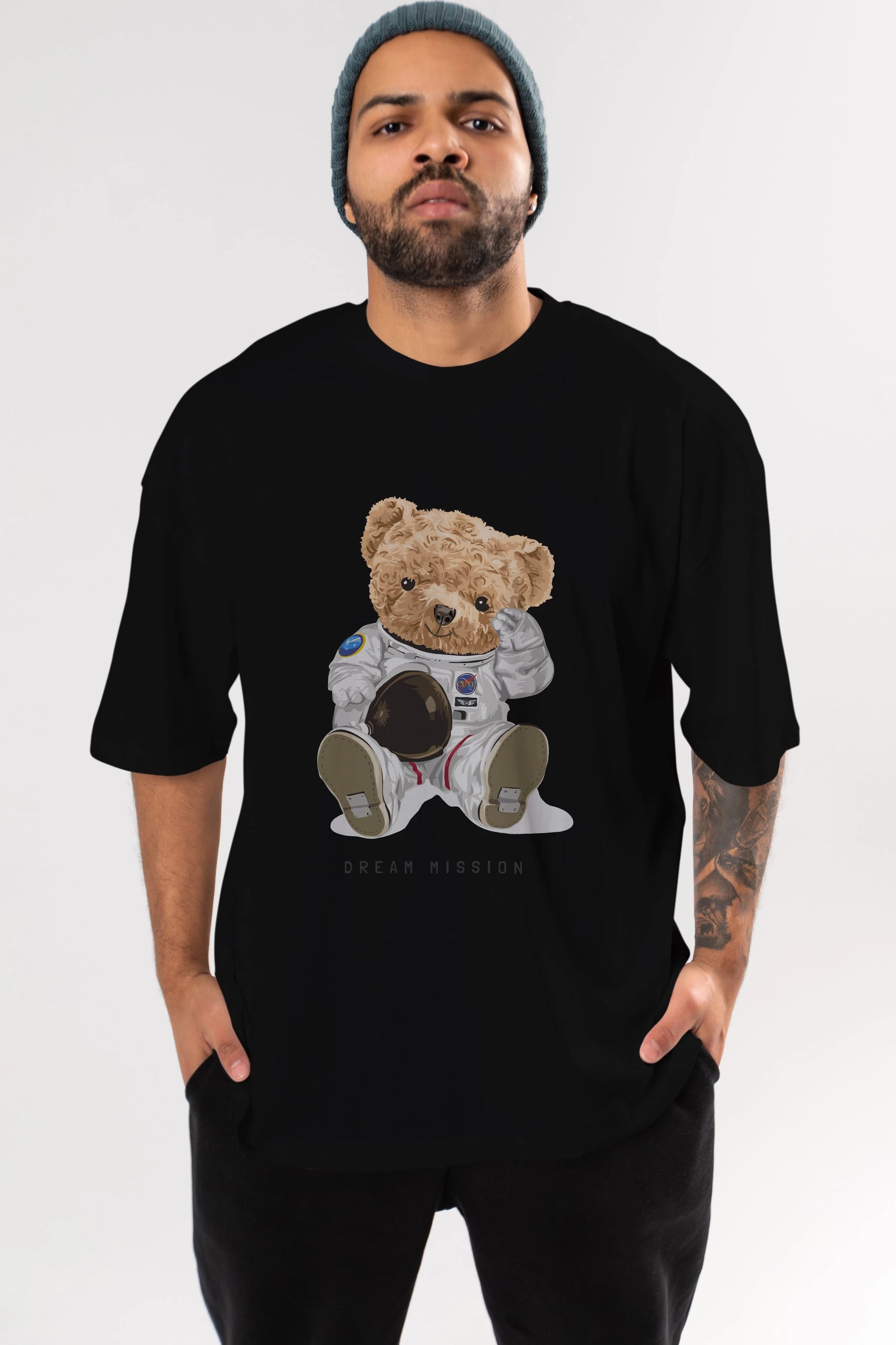 Teddy Bear Asrtonot Ön Baskılı Oversize t-shirt Erkek Kadın Unisex %100 Pamuk