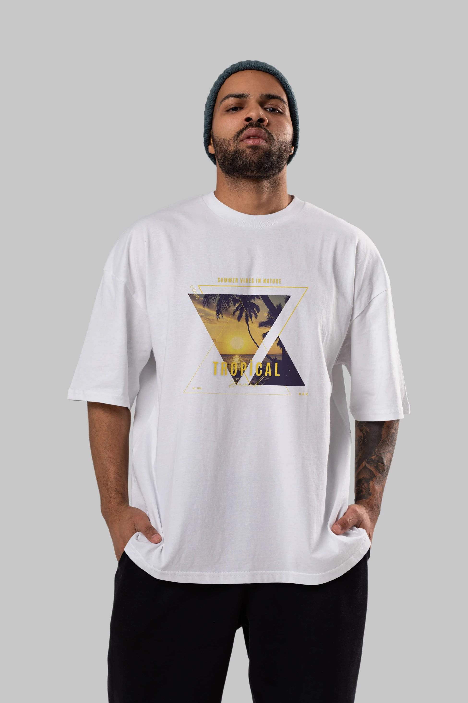 Summer Vibes Yazılı Ön Baskılı Oversize t-shirt Erkek Kadın Unisex