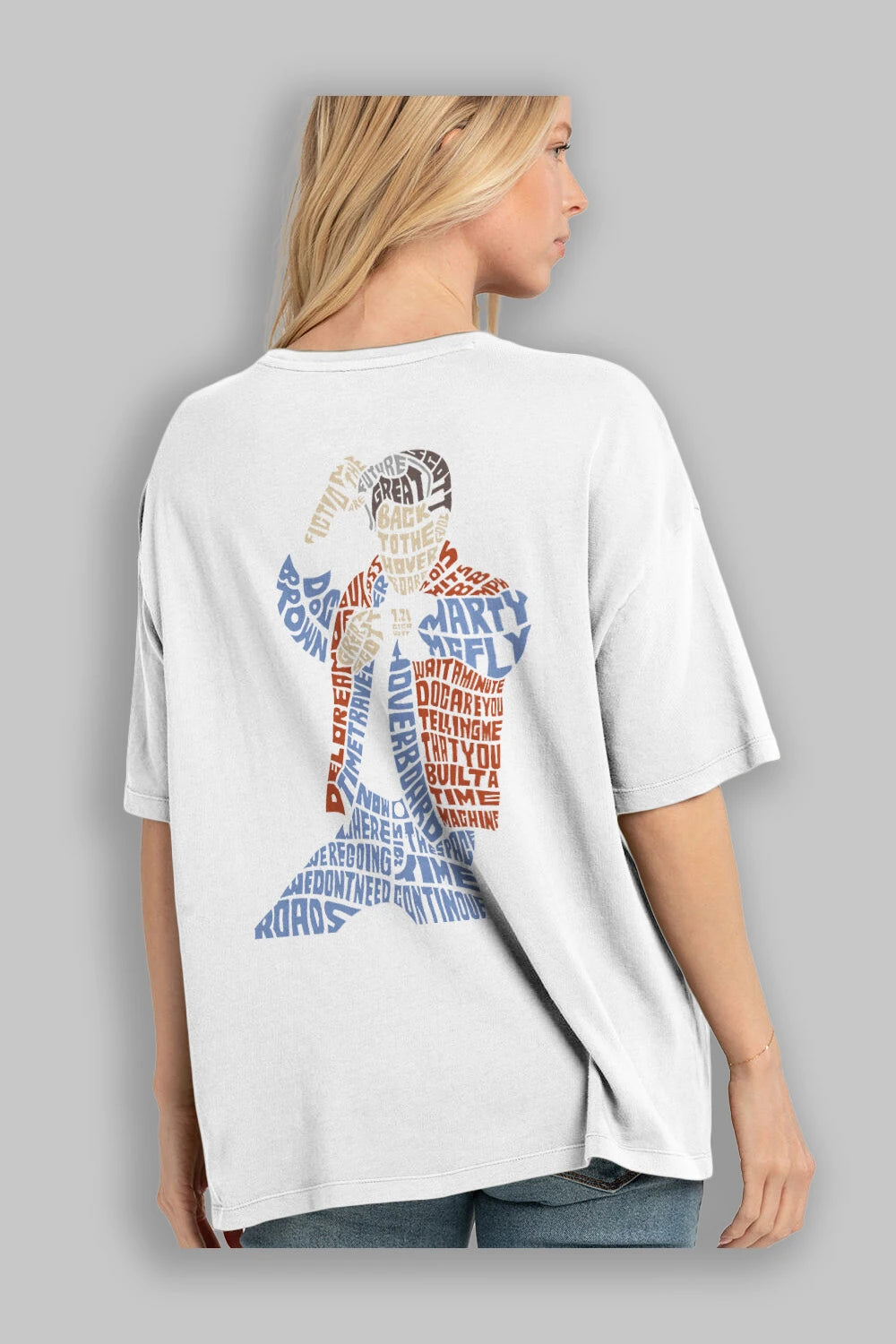 Back To The Hoverboard Arka Baskılı Oversize t-shirt %100 pamuk Erkek Kadın Unisex