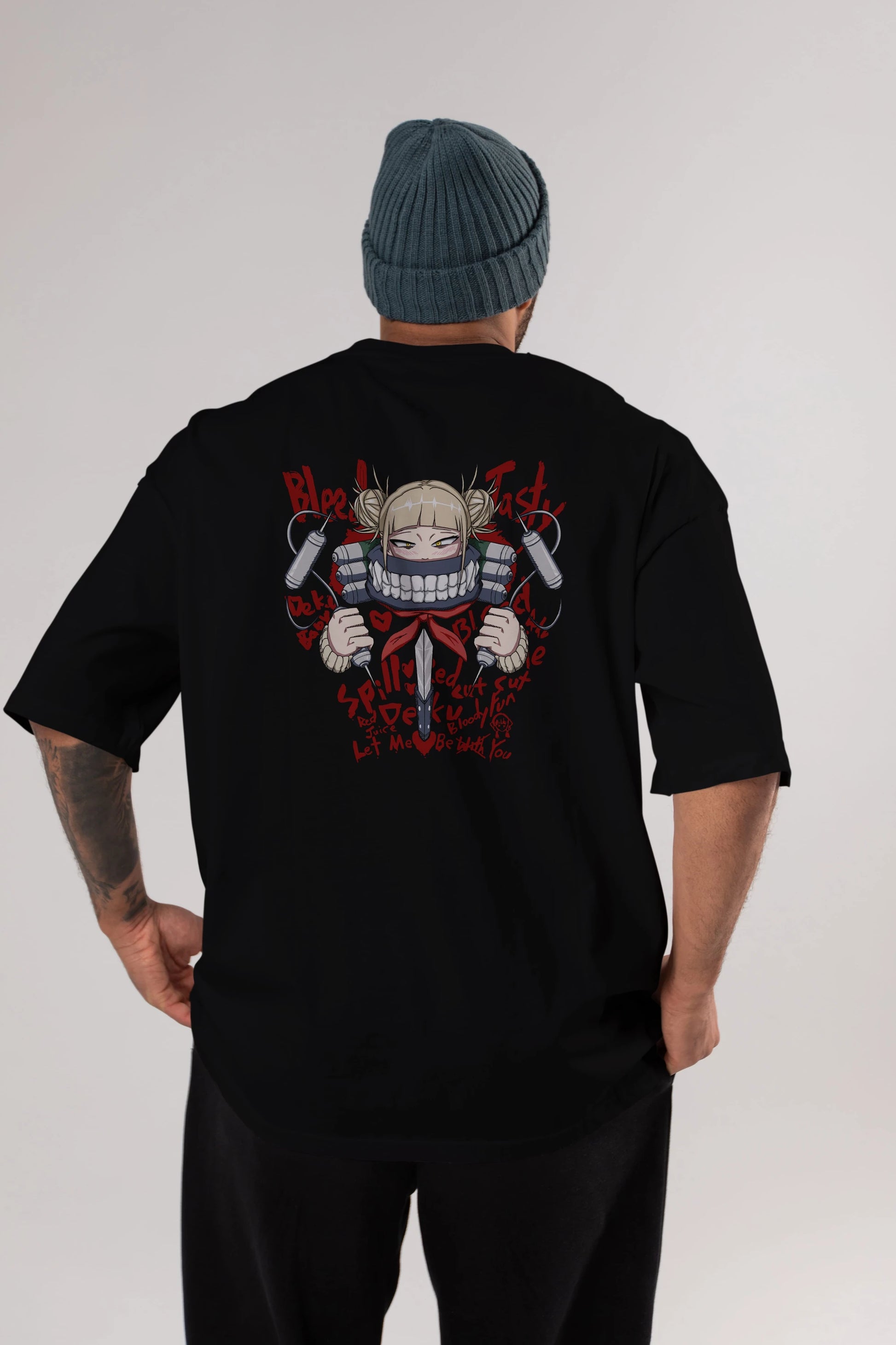 Himiko Toga 1 Anime Arka Baskılı Oversize t-shirt Erkek Kadın Unisex