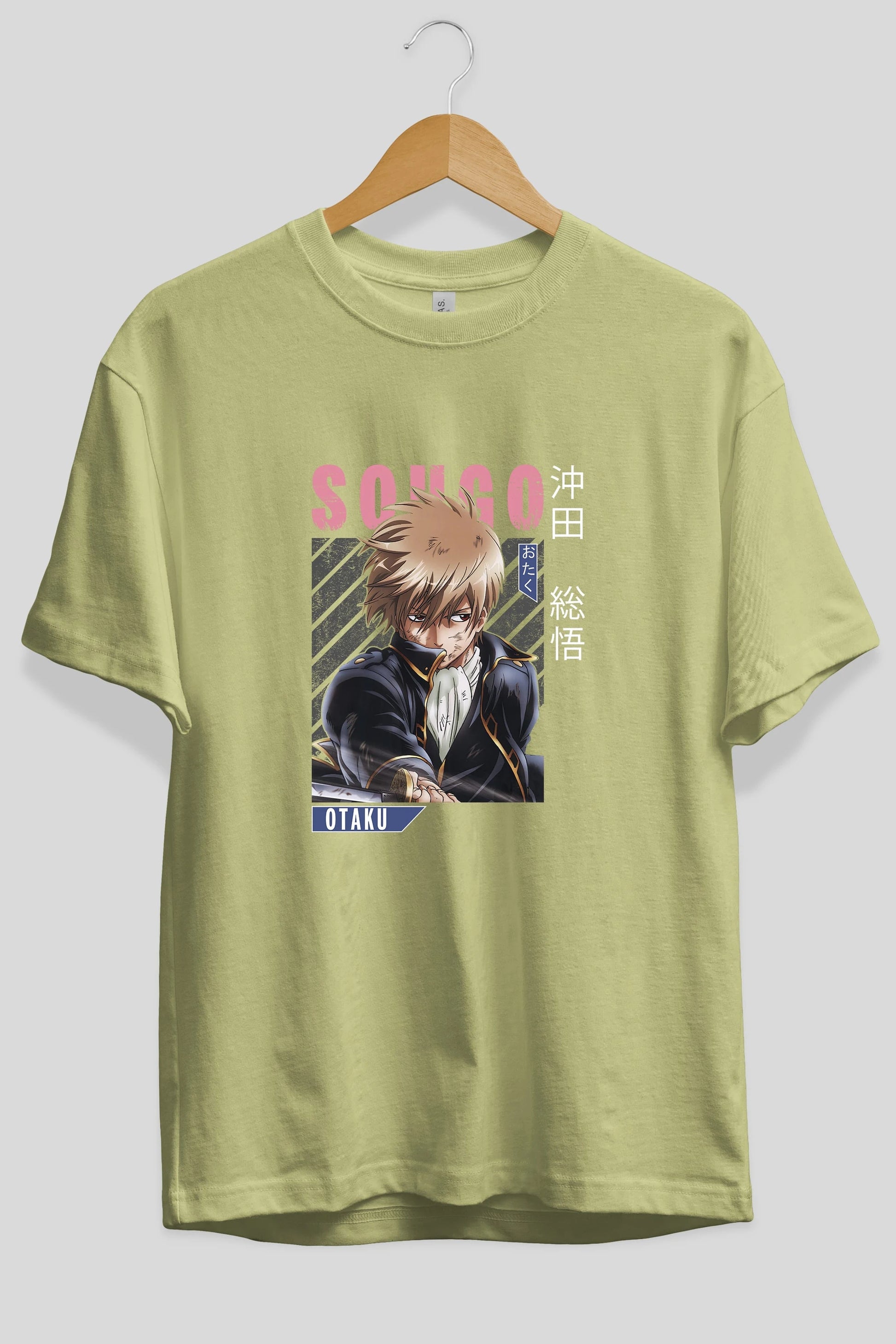 Sougo Okita GINTAMA Anime Ön Baskılı Oversize t-shirt %100 pamuk Erkek Kadın Unisex