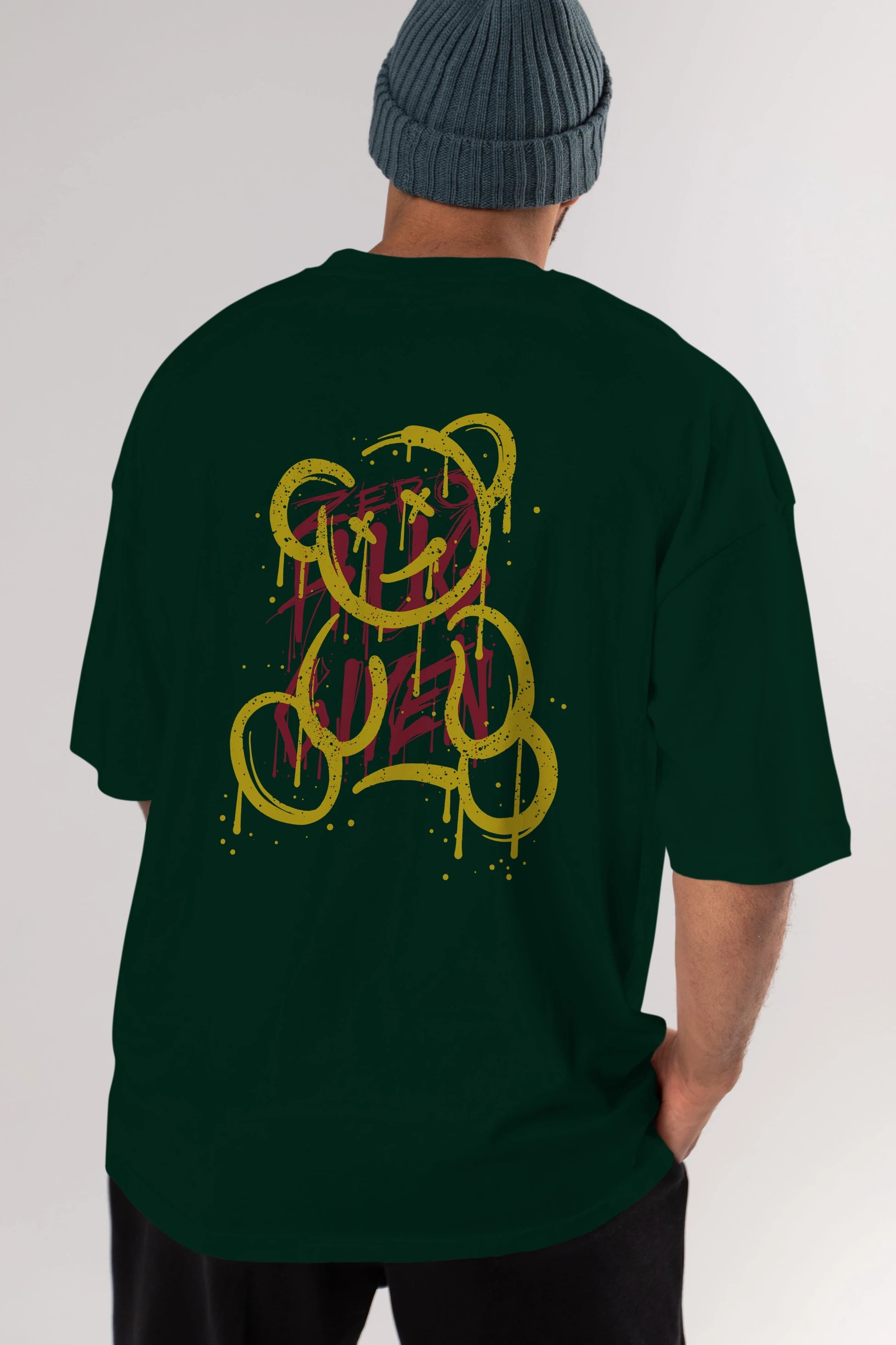 Zero Hug Bear Arka Baskılı Oversize t-shirt Erkek Kadın Unisex