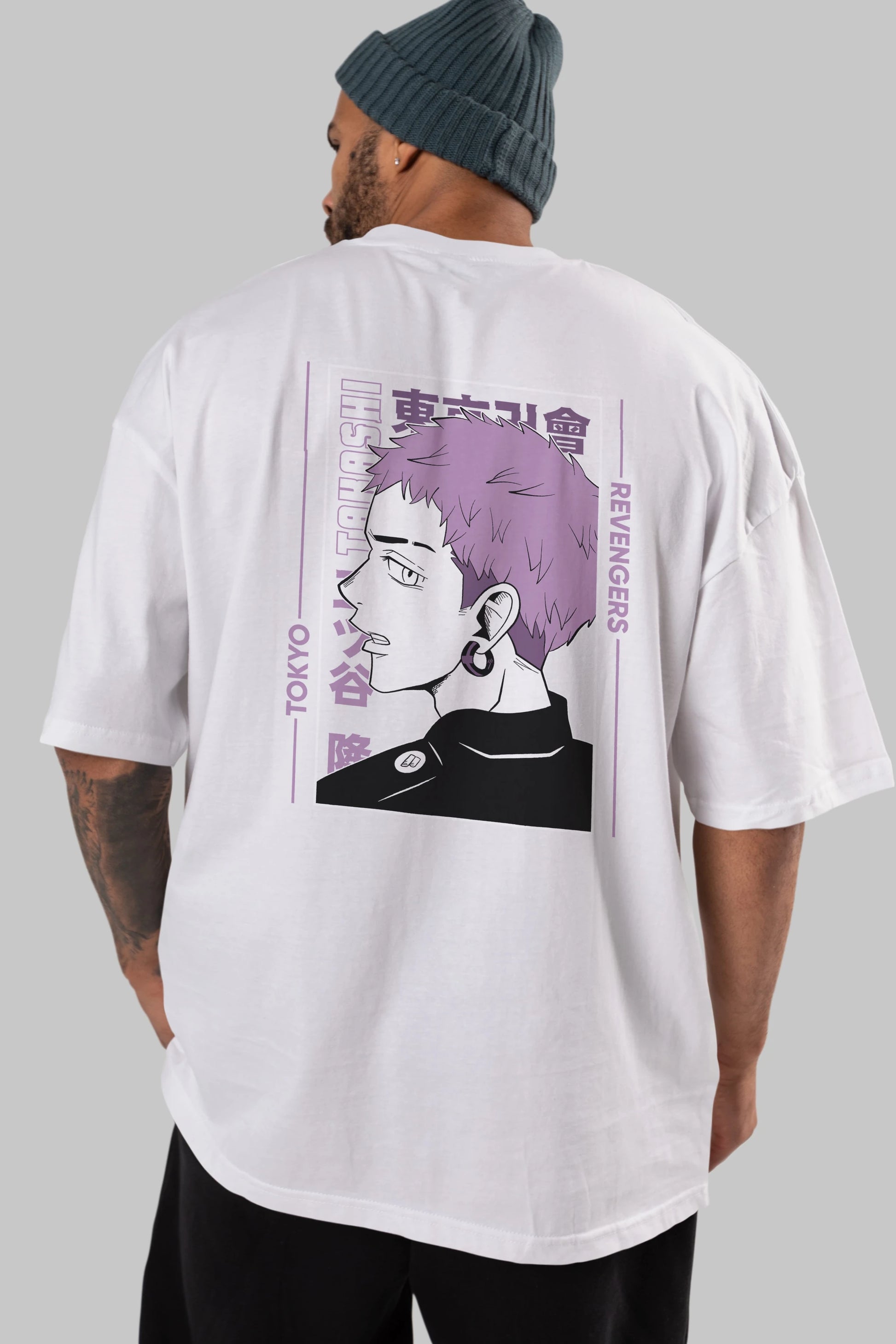 Takashi Mitsuya Anime Arka Baskılı Oversize t-shirt Erkek Kadın Unisex