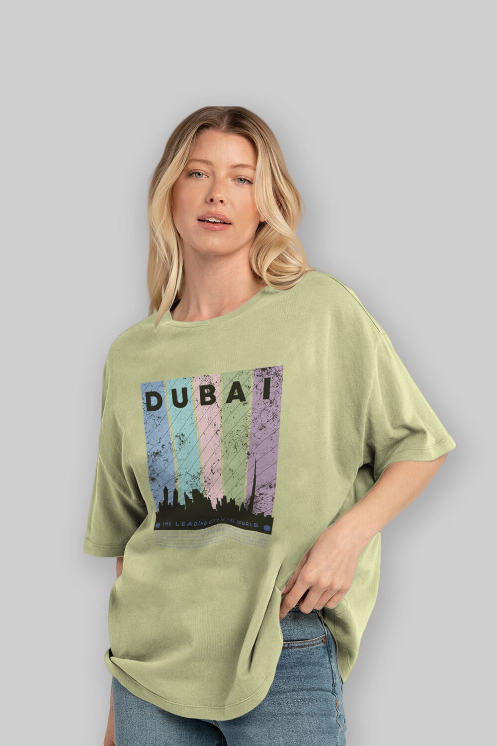 Dubai Yazılı Ön Baskılı Oversize t-shirt Erkek Kadın Unisex