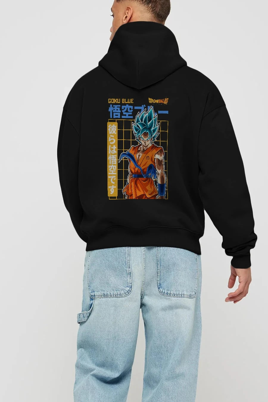 GOKU 1 Anime Arka Baskılı Hoodie Oversize Kapüşonlu Sweatshirt Erkek Kadın Unisex