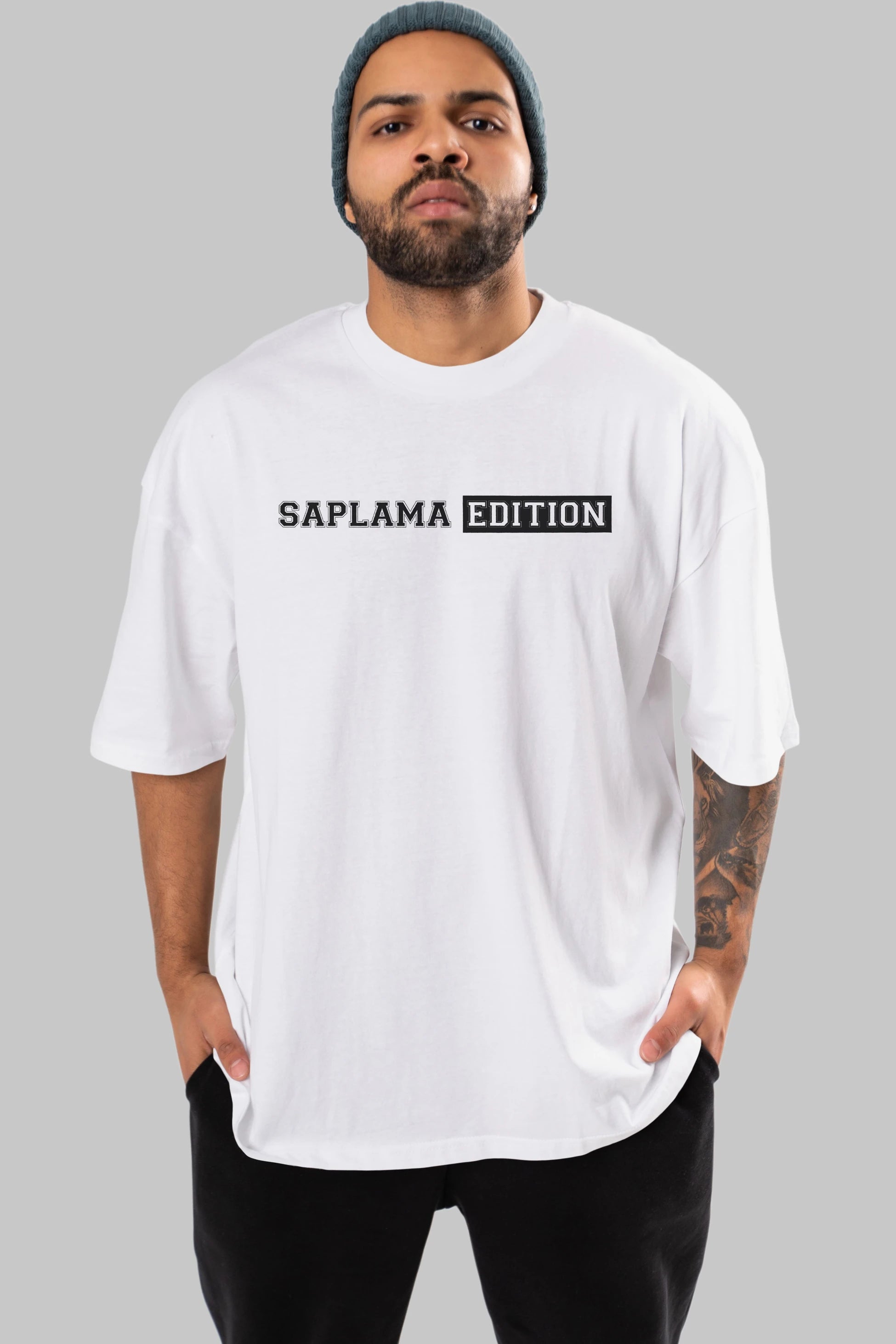 Saplama Edition Ön Baskılı Oversize t-shirt %100 pamuk Erkek Kadın Unisex