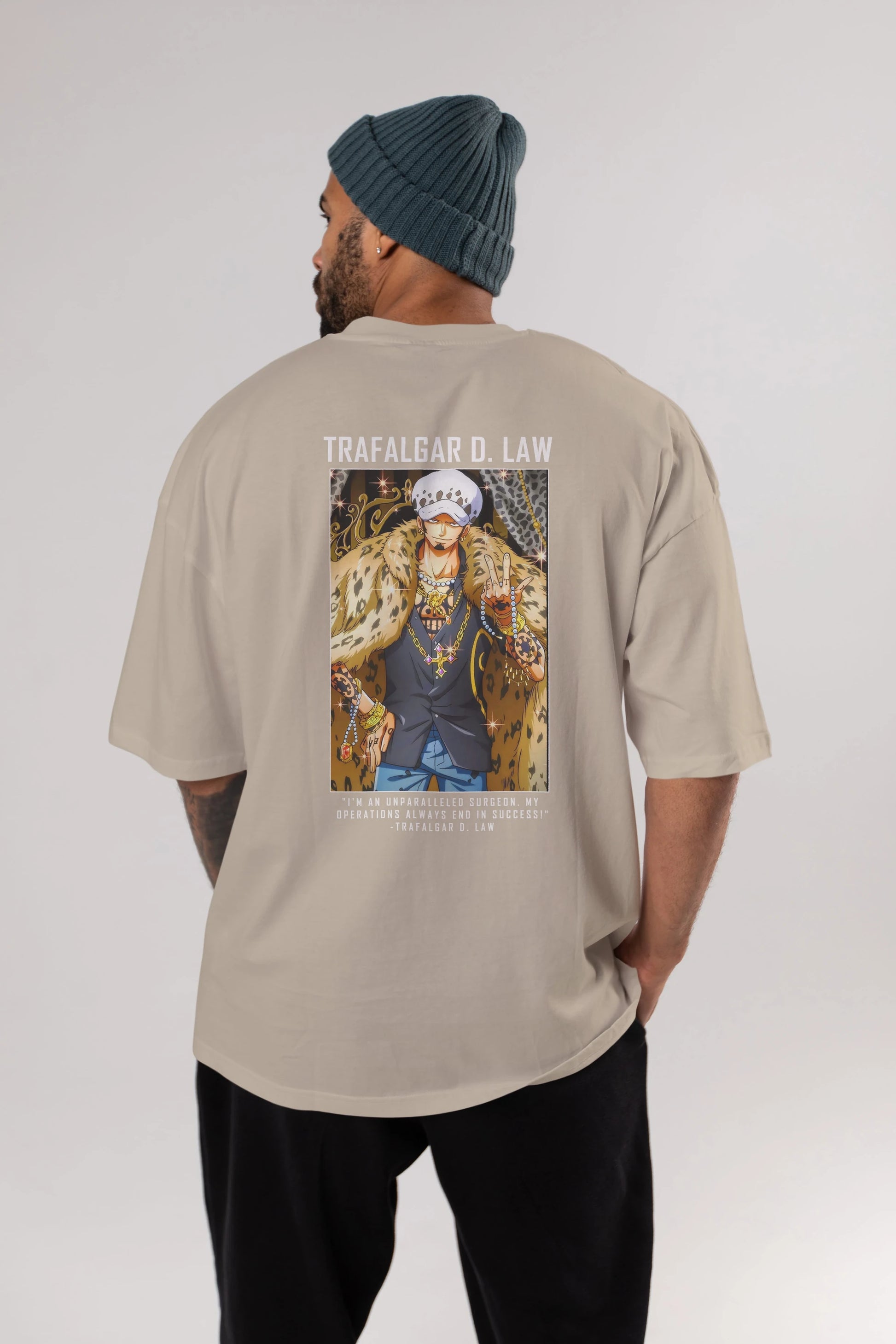 Trafalgar D. Water Law 2 Anime Arka Baskılı Oversize t-shirt Erkek Kadın Unisex %100 pamuk tişort