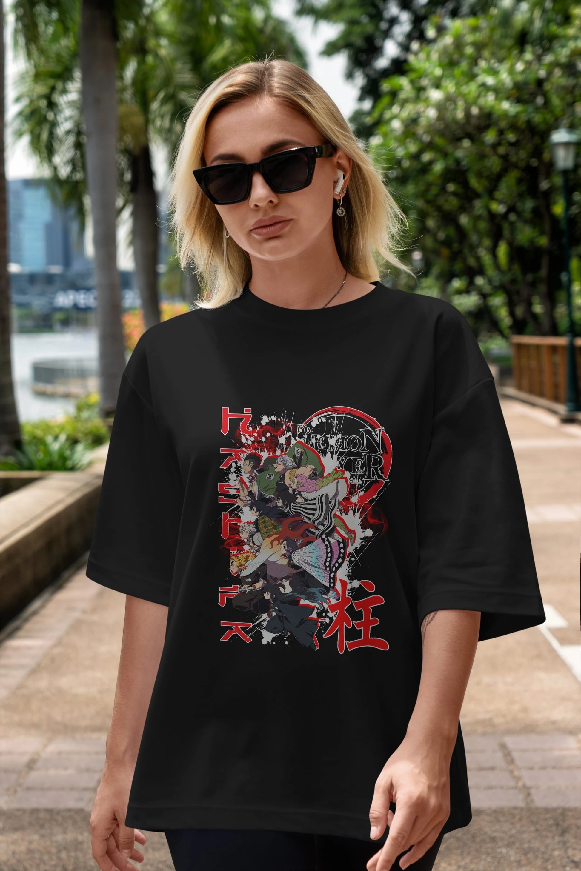 DEMON SLAYER SLAYERS Anime Ön Baskılı Oversize t-shirt %100 pamuk Erkek Kadın Unisex
