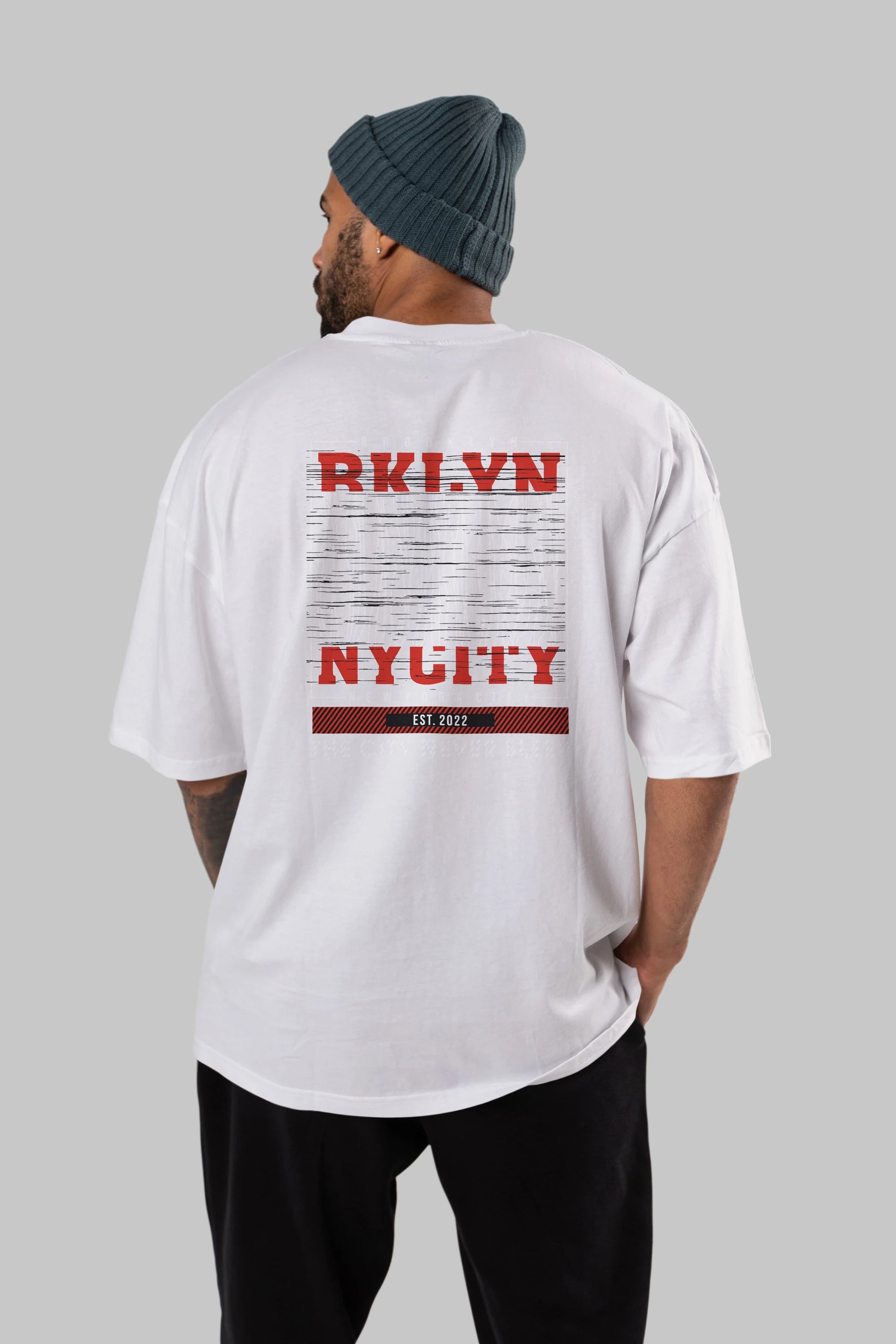 Brooklyn New York City Arka Baskılı Oversize t-shirt Erkek Kadın Unisex