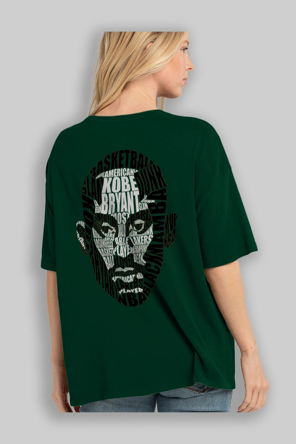 Kobe Bryan Calligram Arka Baskılı Oversize t-shirt %100 pamuk Erkek Kadın Unisex