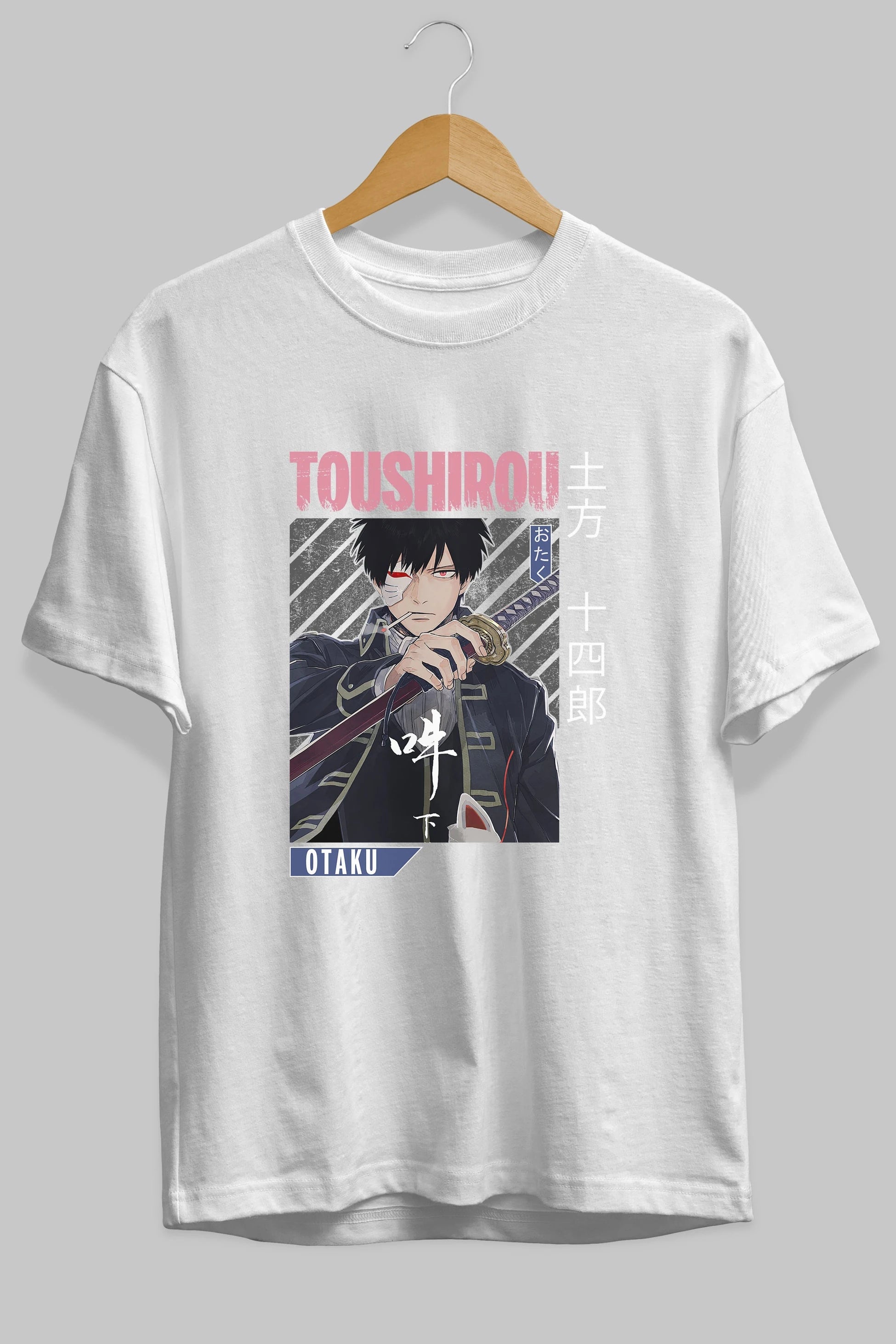 Toushirou Hijikata 1 Anime Ön Baskılı Oversize t-shirt %100 pamuk Erkek Kadın Unisex