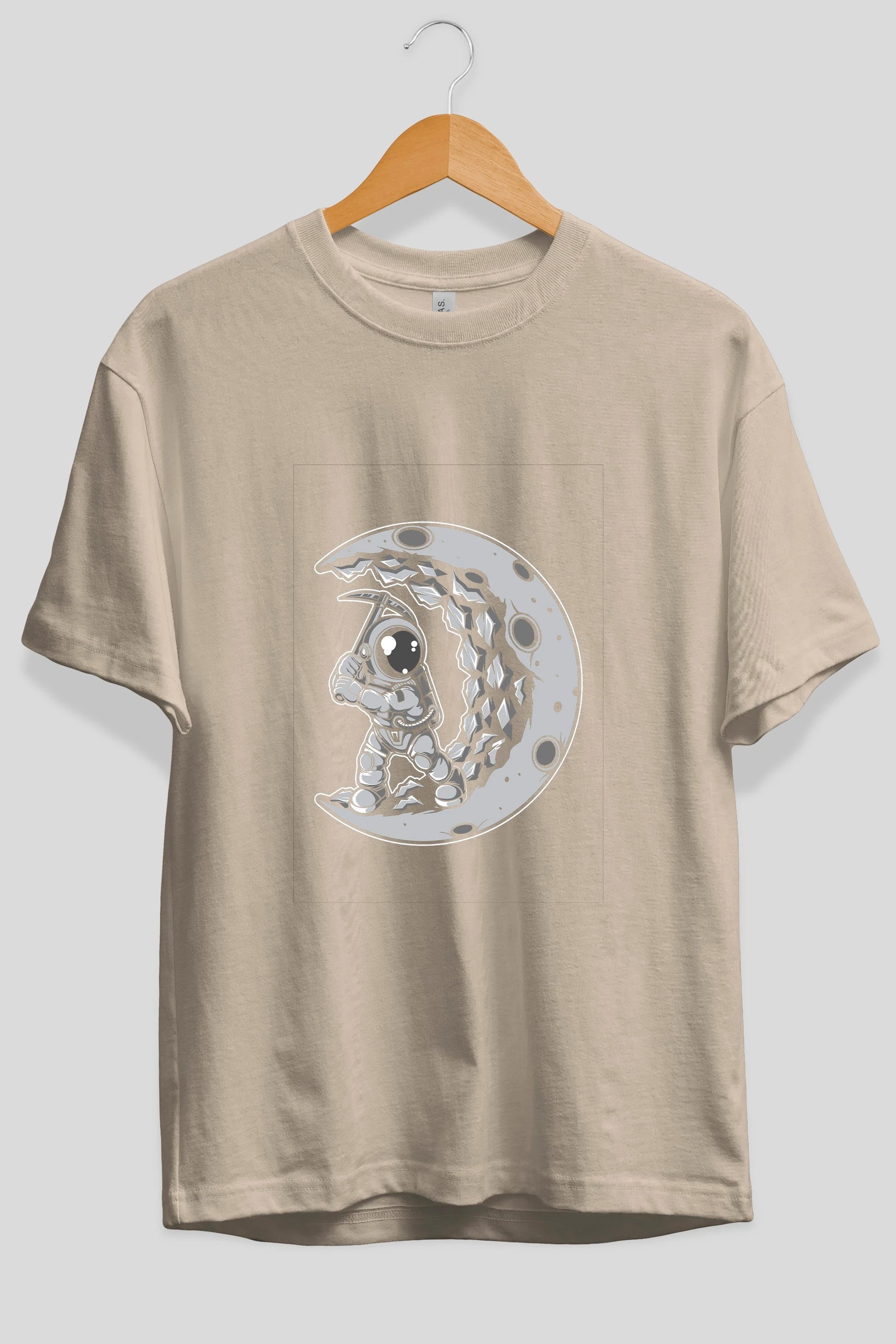 Astronaut Moon Digger Ön Baskılı Oversize t-shirt Erkek Kadın Unisex