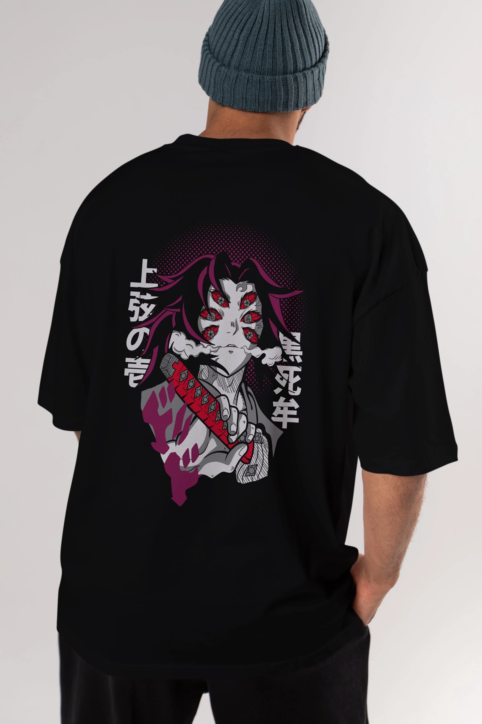 Kokushibo Anime Arka Baskılı Oversize t-shirt Erkek Kadın Unisex