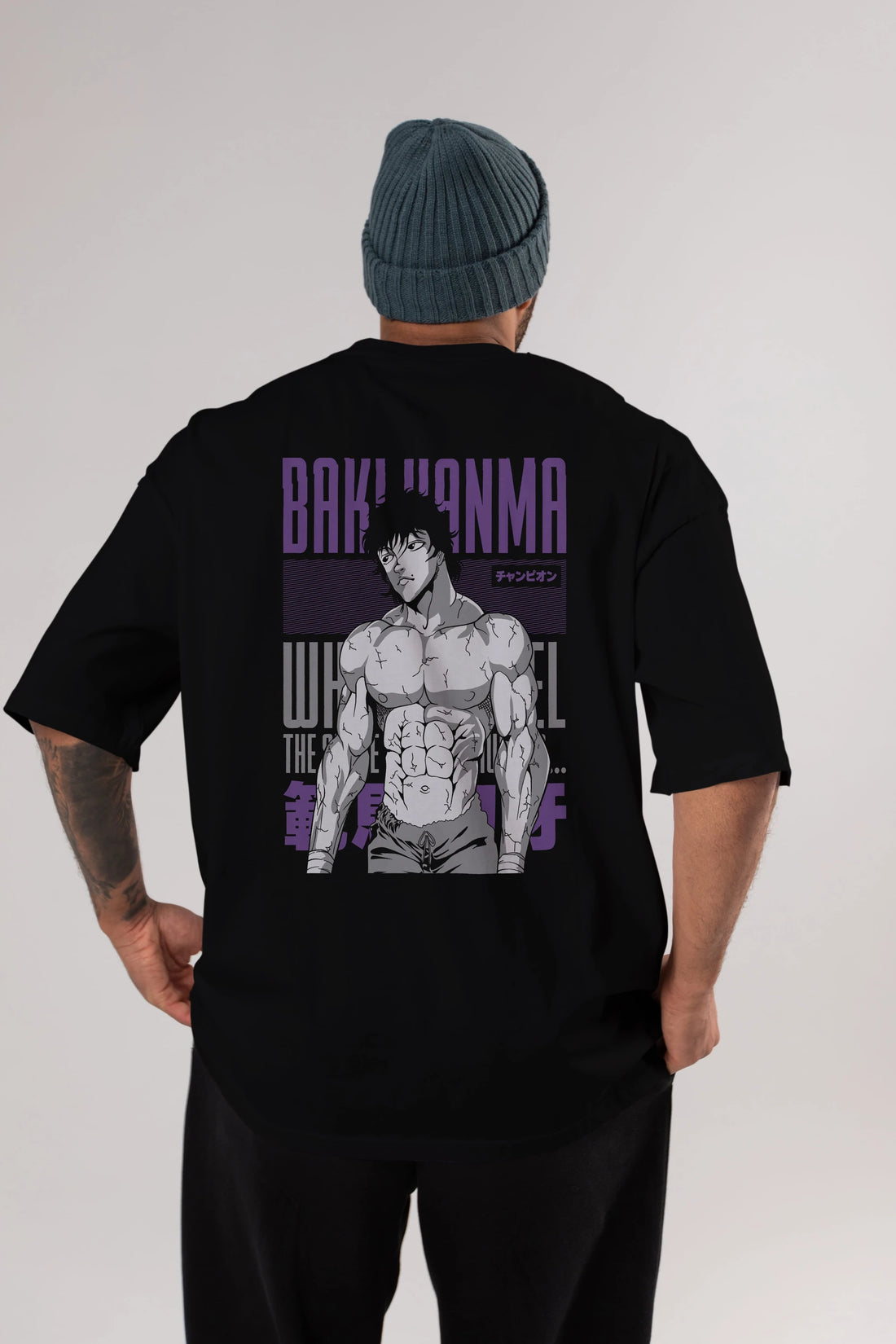 BAKI HANMA (2) Anime Arka Baskılı Oversize t-shirt Erkek Kadın Unisex
