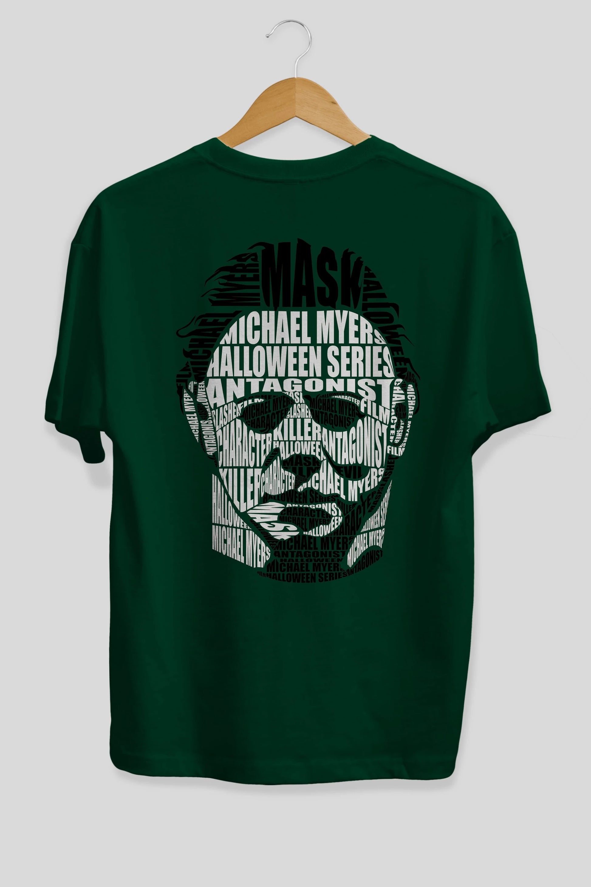 Michael Myers Calligram Arka Baskılı Oversize t-shirt %100 pamuk Erkek Kadın Unisex