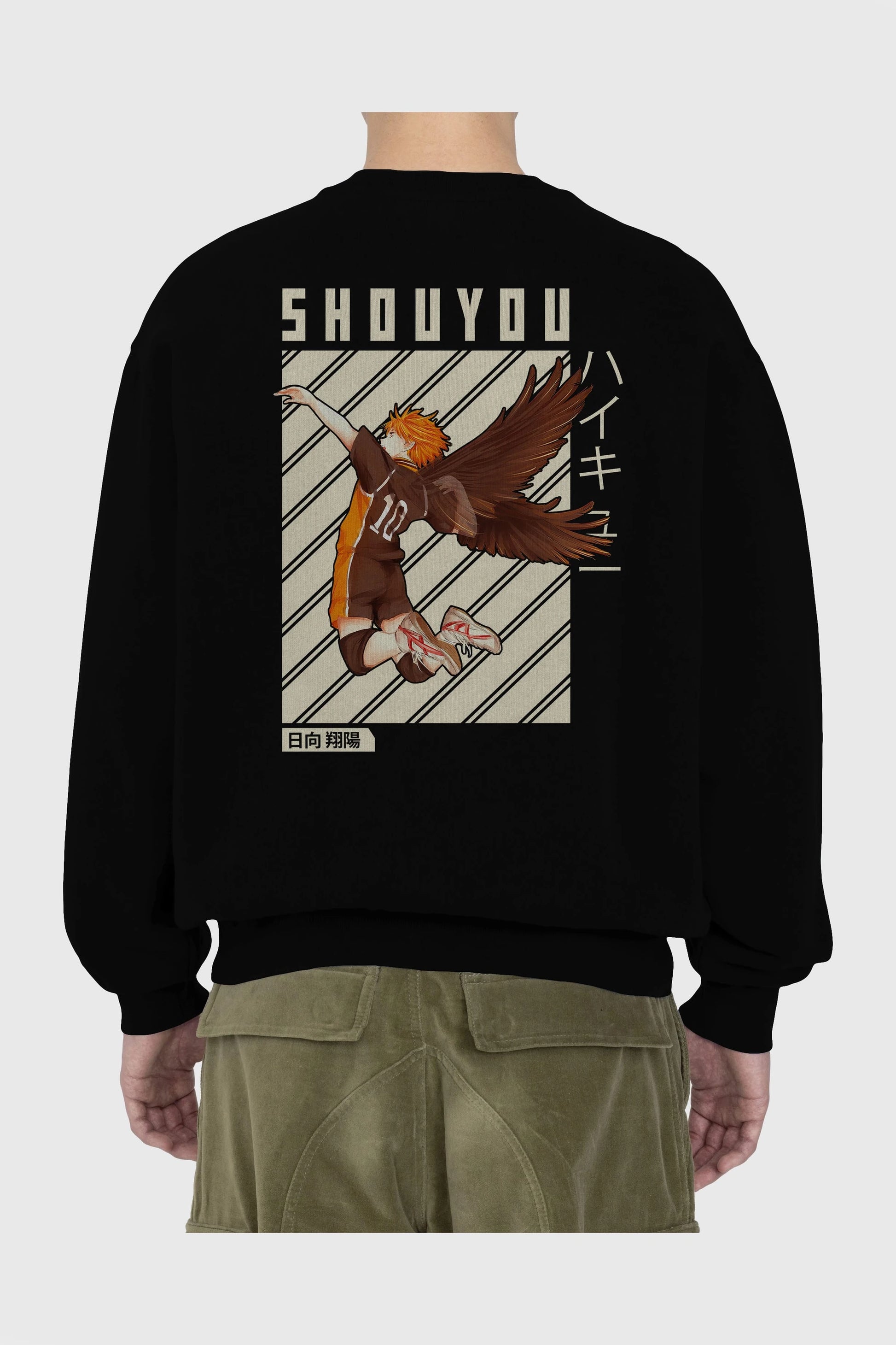 Shouyou Hinata 3 Anime Arka Baskılı Oversize Sweatshirt Erkek Kadın Unisex