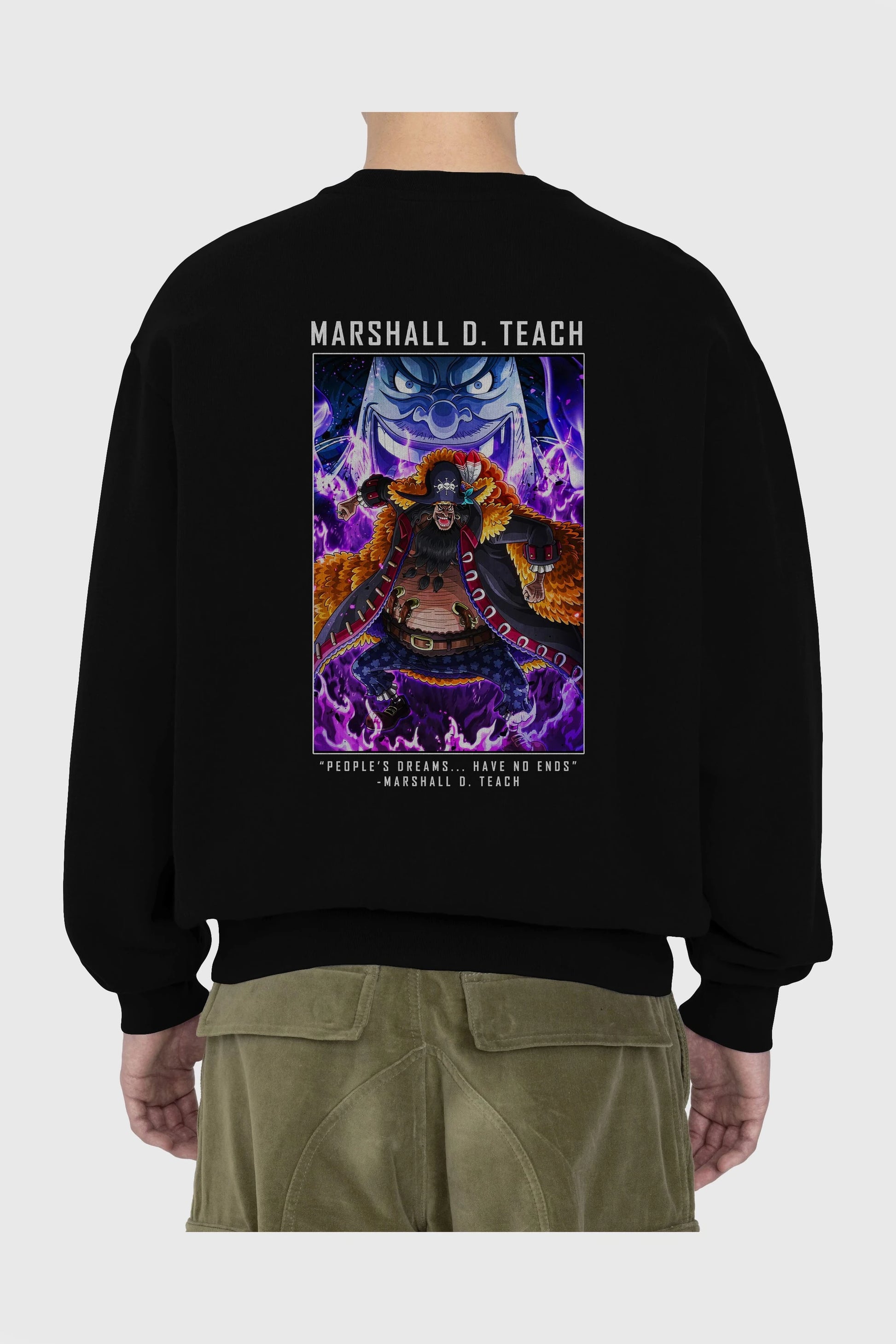 Blackbeard Arka Baskılı Anime Oversize Sweatshirt Erkek Kadın Unisex