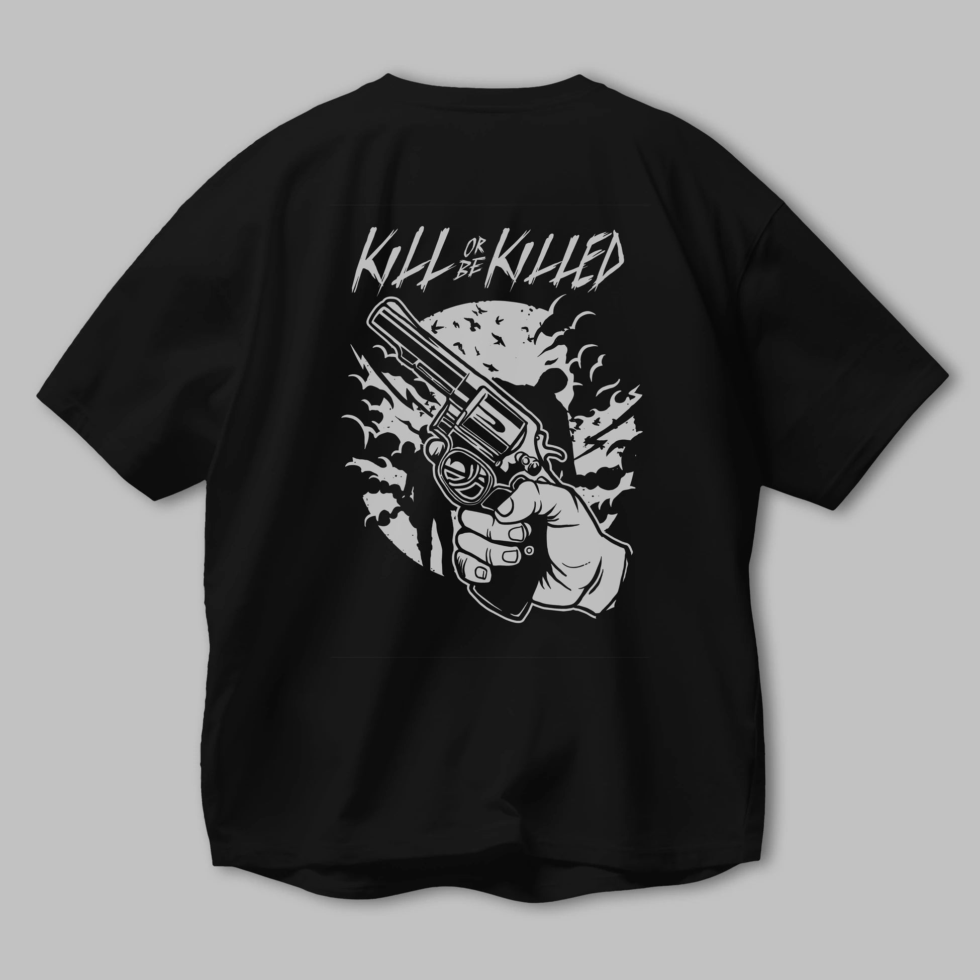 Zombie Shooter Arka Baskılı Oversize t-shirt Erkek Kadın Unisex %100 Pamuk
