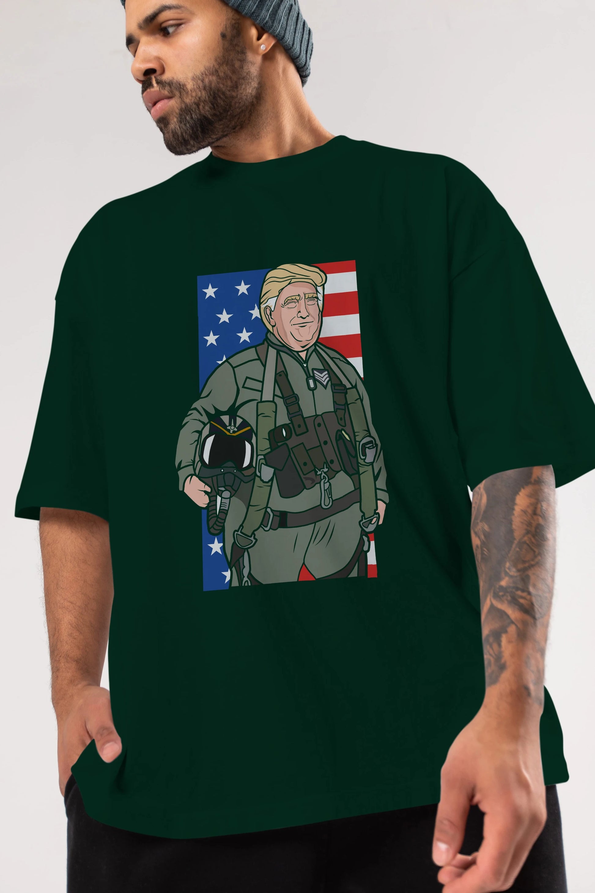 Trump Jetplane Pilot Ön Baskılı Oversize t-shirt Erkek Kadın Unisex %100 Pamuk tişort
