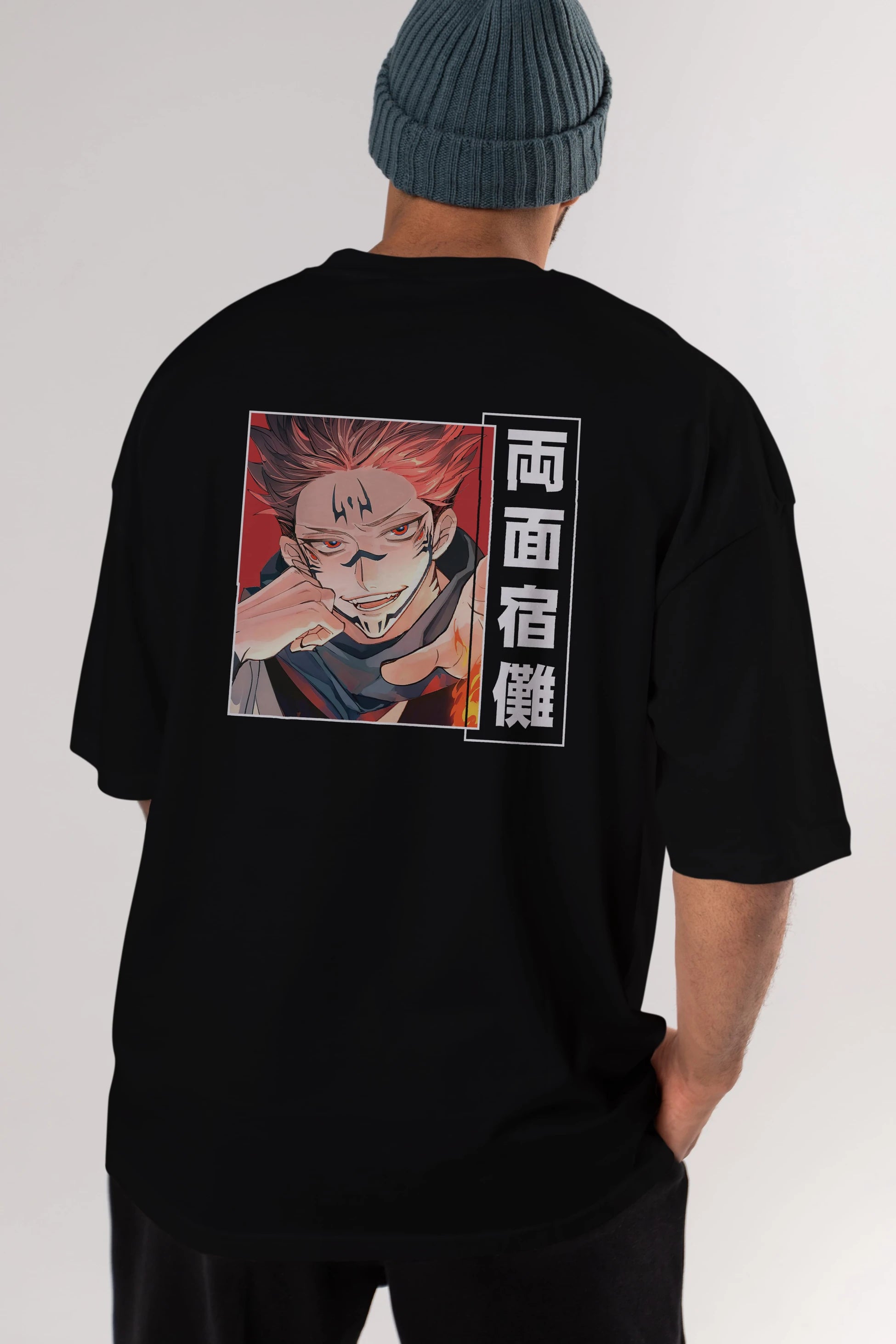 Sukuna Ryoumen 4 Anime Arka Baskılı Oversize t-shirt Erkek Kadın Unisex