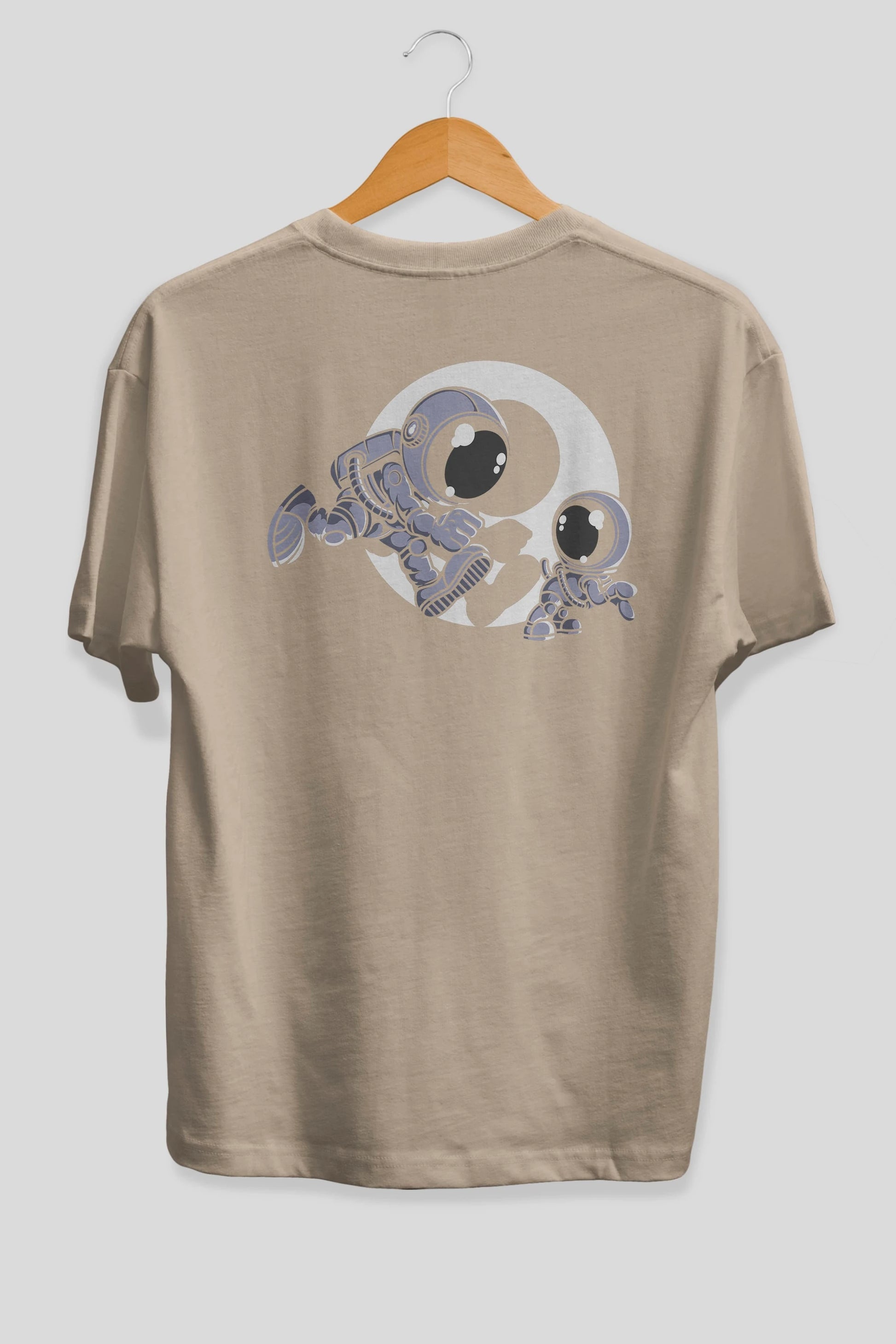 Astronaut And Little Dog Arka Baskılı Oversize t-shirt Erkek Kadın Unisex