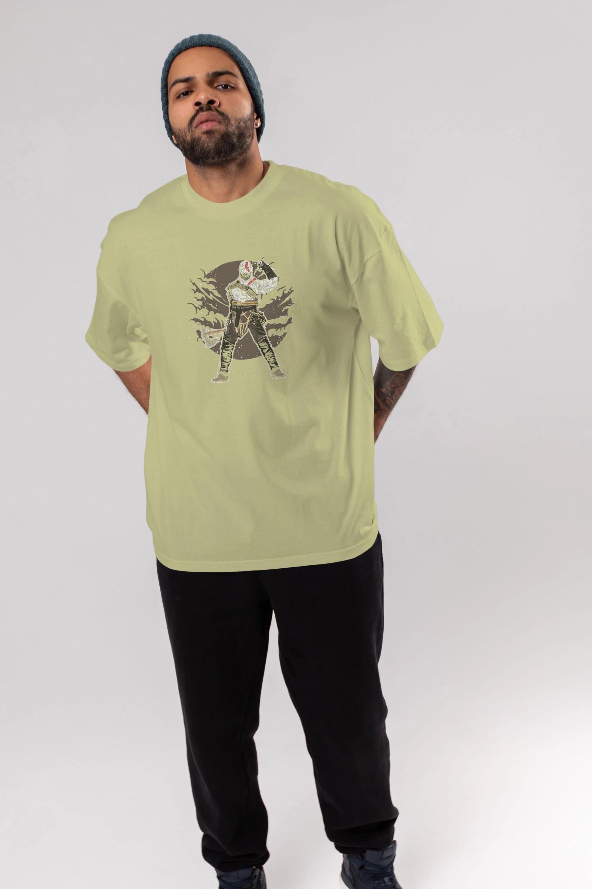 GOD OF WAR Ön Baskılı Oversize t-shirt Erkek Kadın Unisex %100 Pamuk tişort