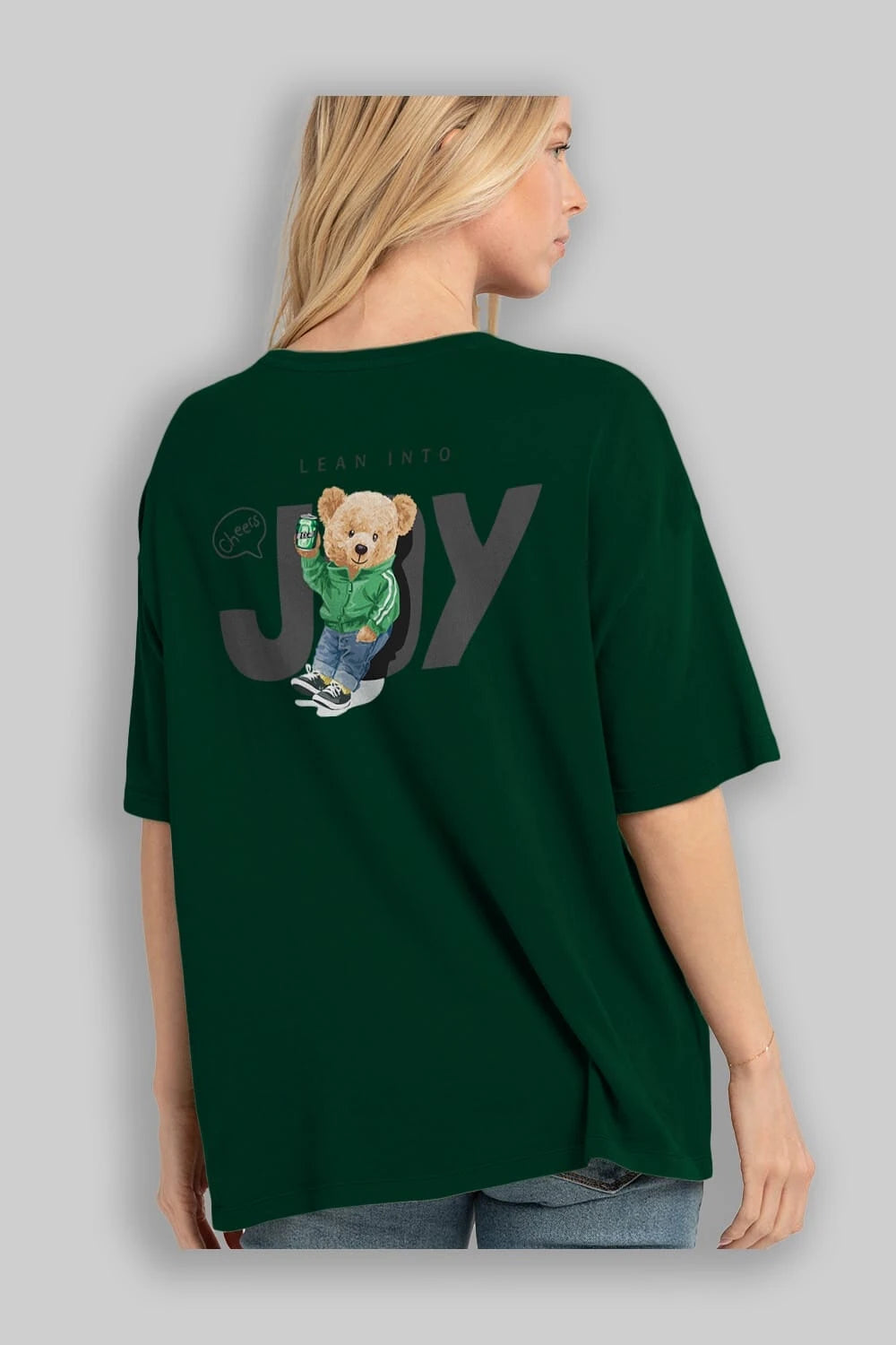 Teddy Bear Joy Arka Baskılı Oversize t-shirt Erkek Kadın Unisex %100 Pamuk