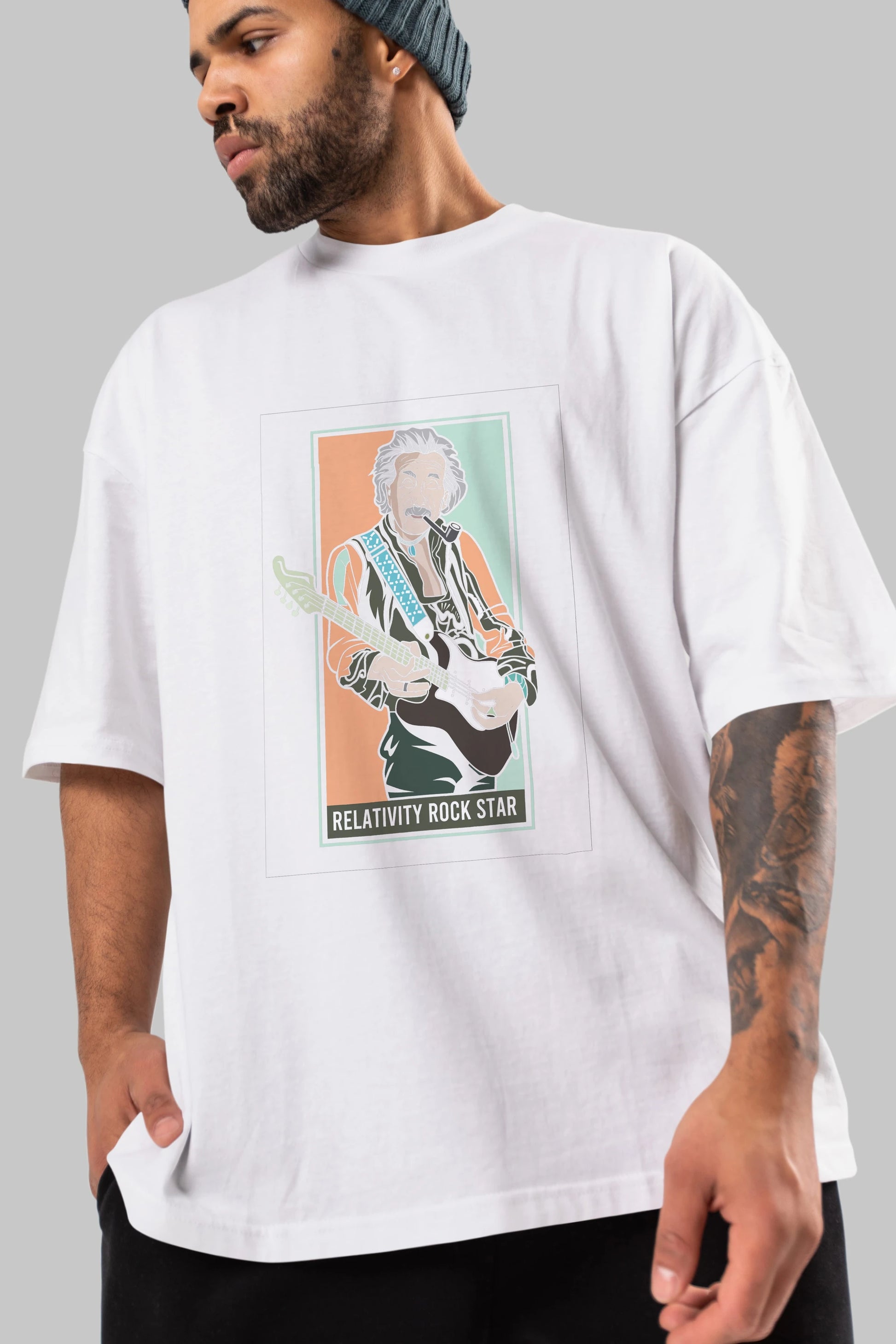 Jimmy Einstein Ön Baskılı Oversize t-shirt Erkek Kadın Unisex %100 Pamuk tişort
