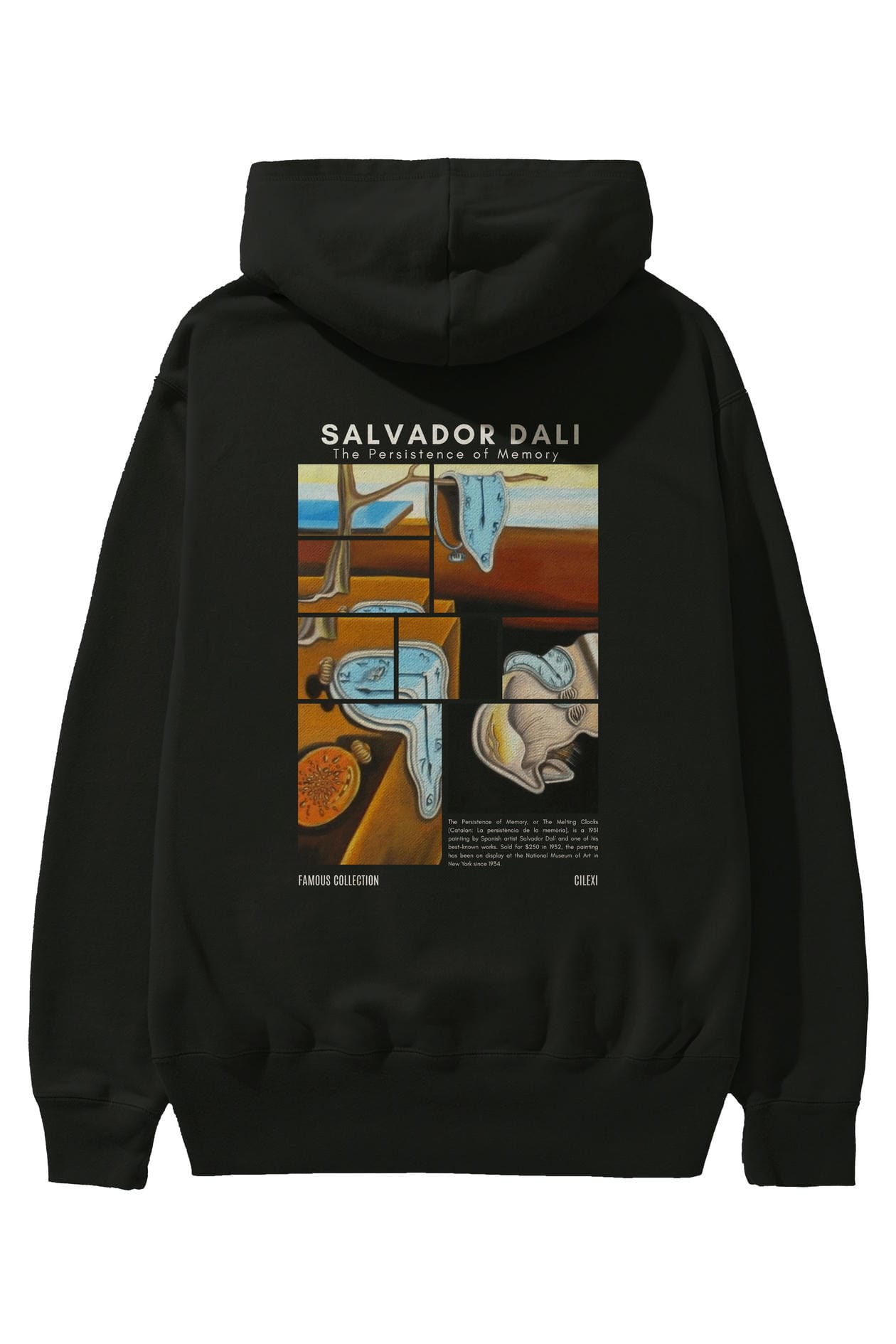 Salvador Dali Arka Baskılı Hoodie Oversize Kapüşonlu Sweatshirt Erkek Kadın