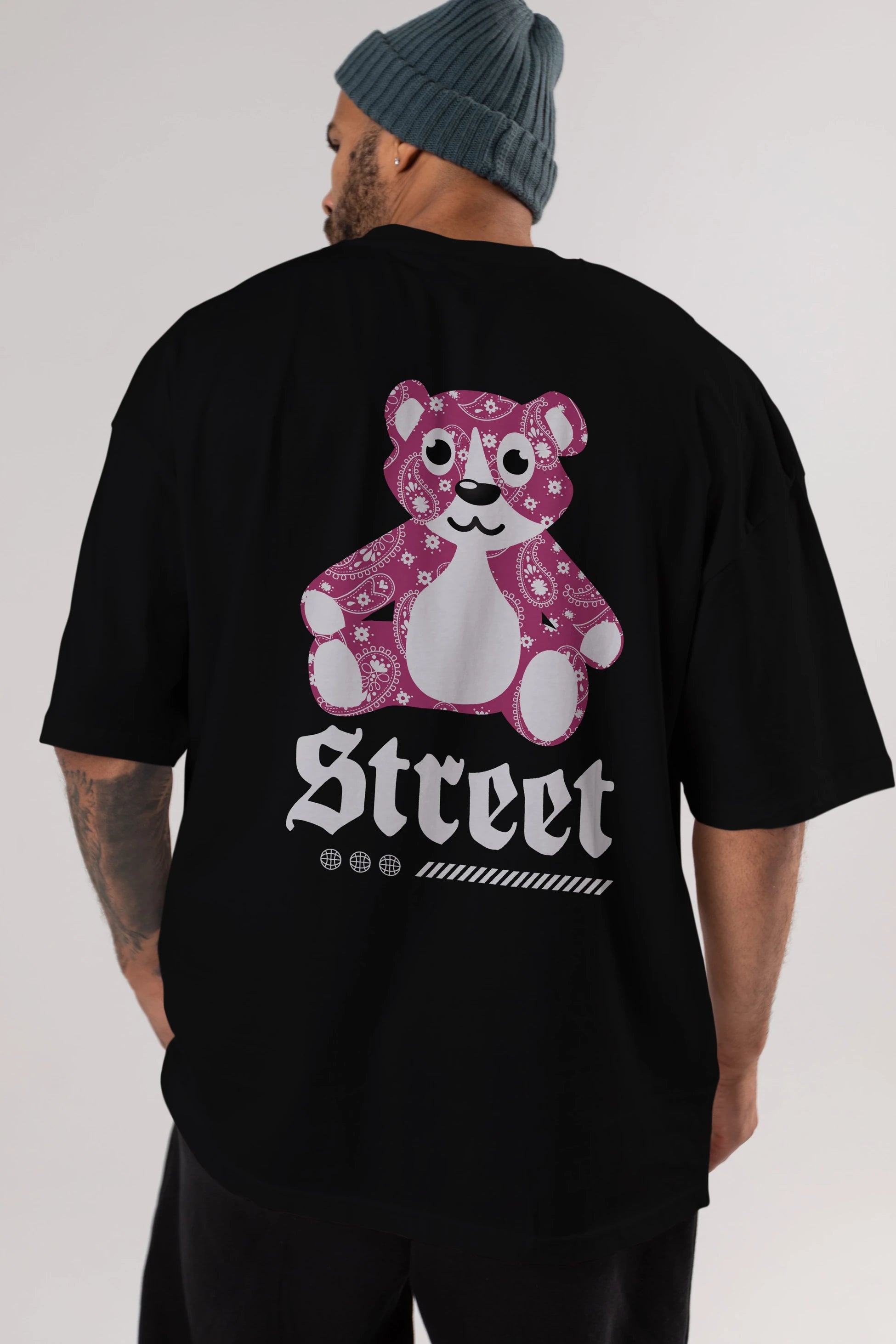 Street Bear Arka Baskılı Oversize t-shirt Erkek Kadın Unisex