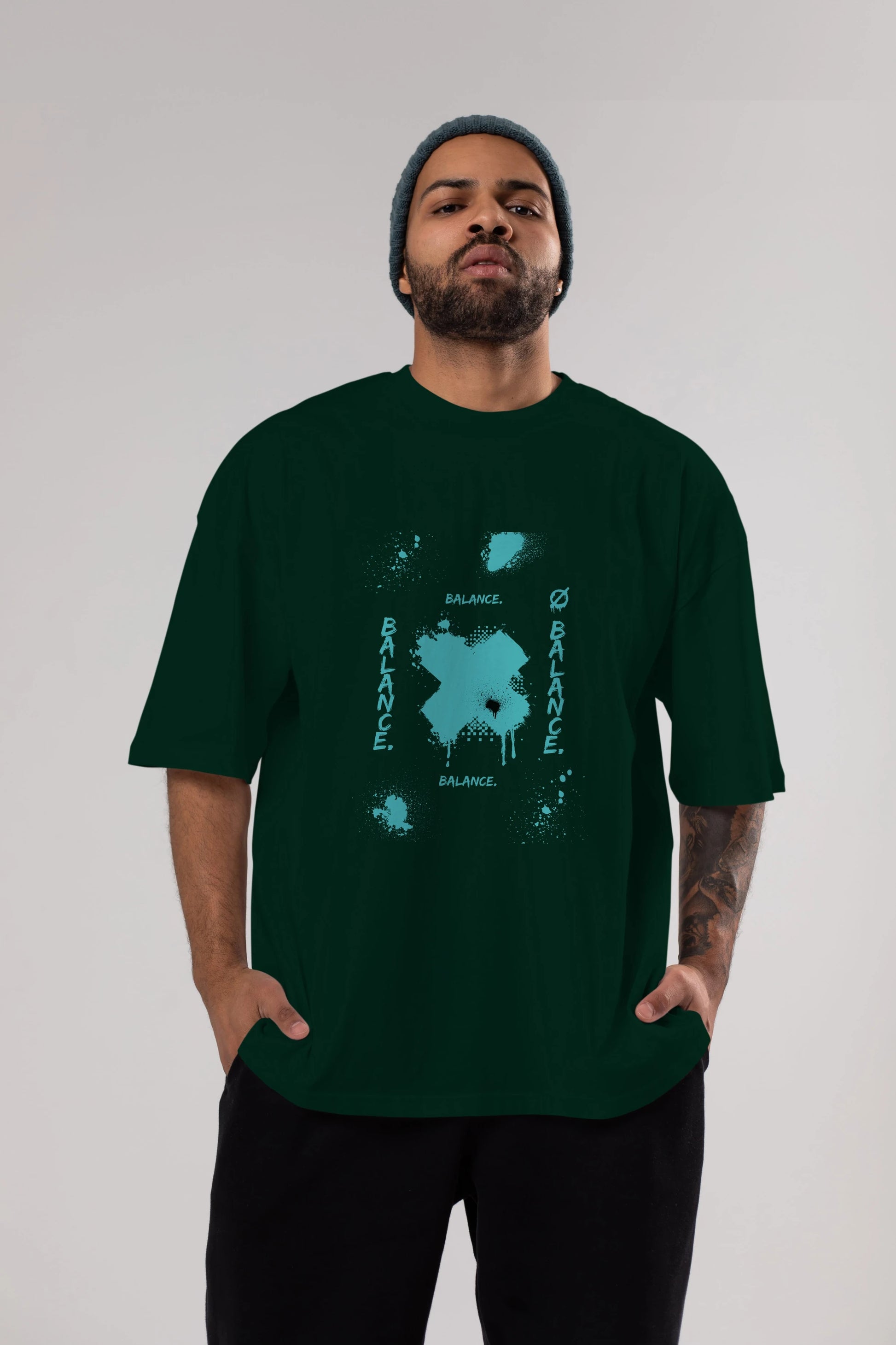 Balance Balance Yazılı Ön Baskılı Oversize t-shirt Erkek Kadın Unisex