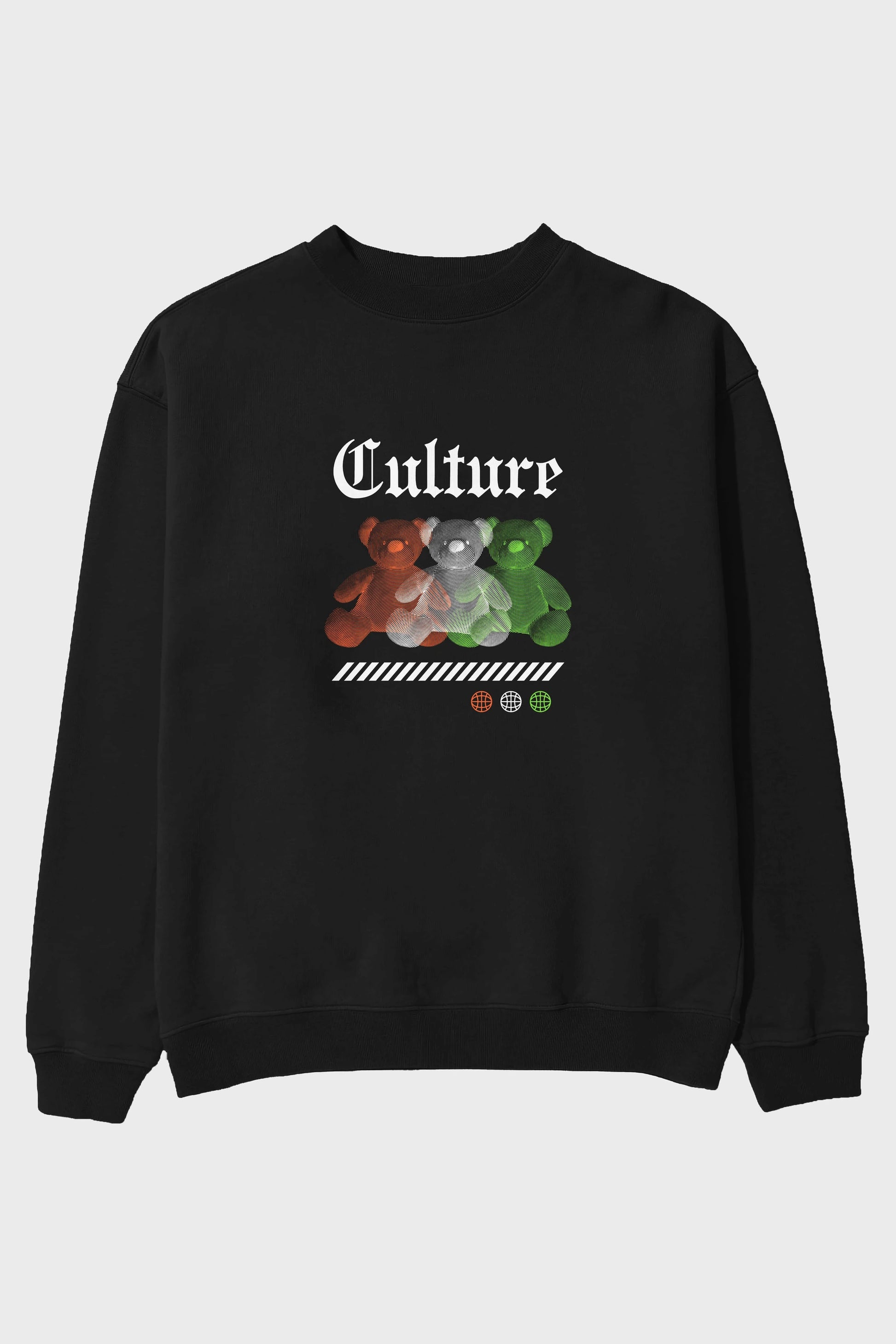 Culture Bear Ön Baskılı Oversize Sweatshirt Erkek Kadın Unisex