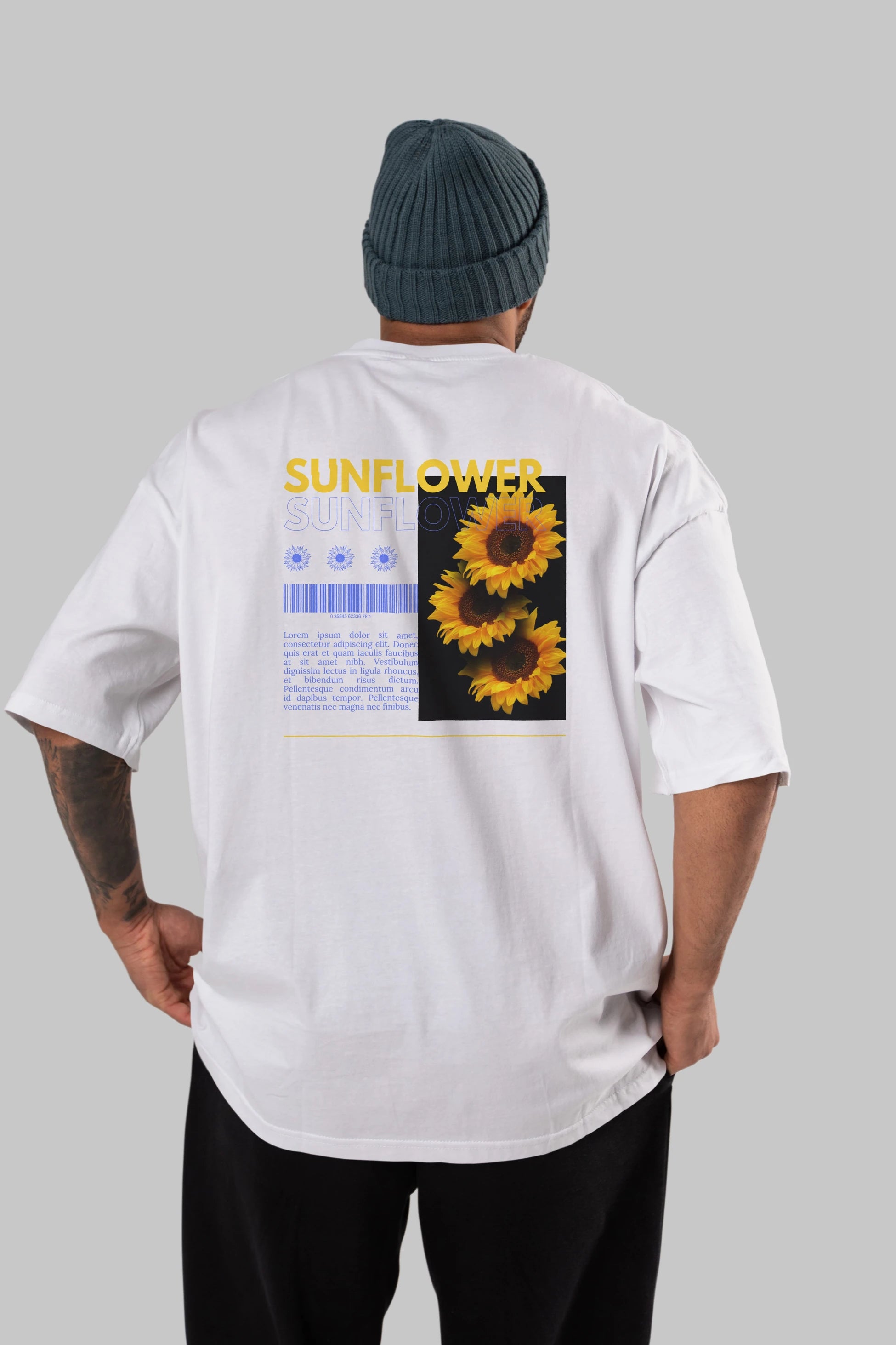 Sunflower Arka Baskılı Oversize t-shirt Erkek Kadın Unisex