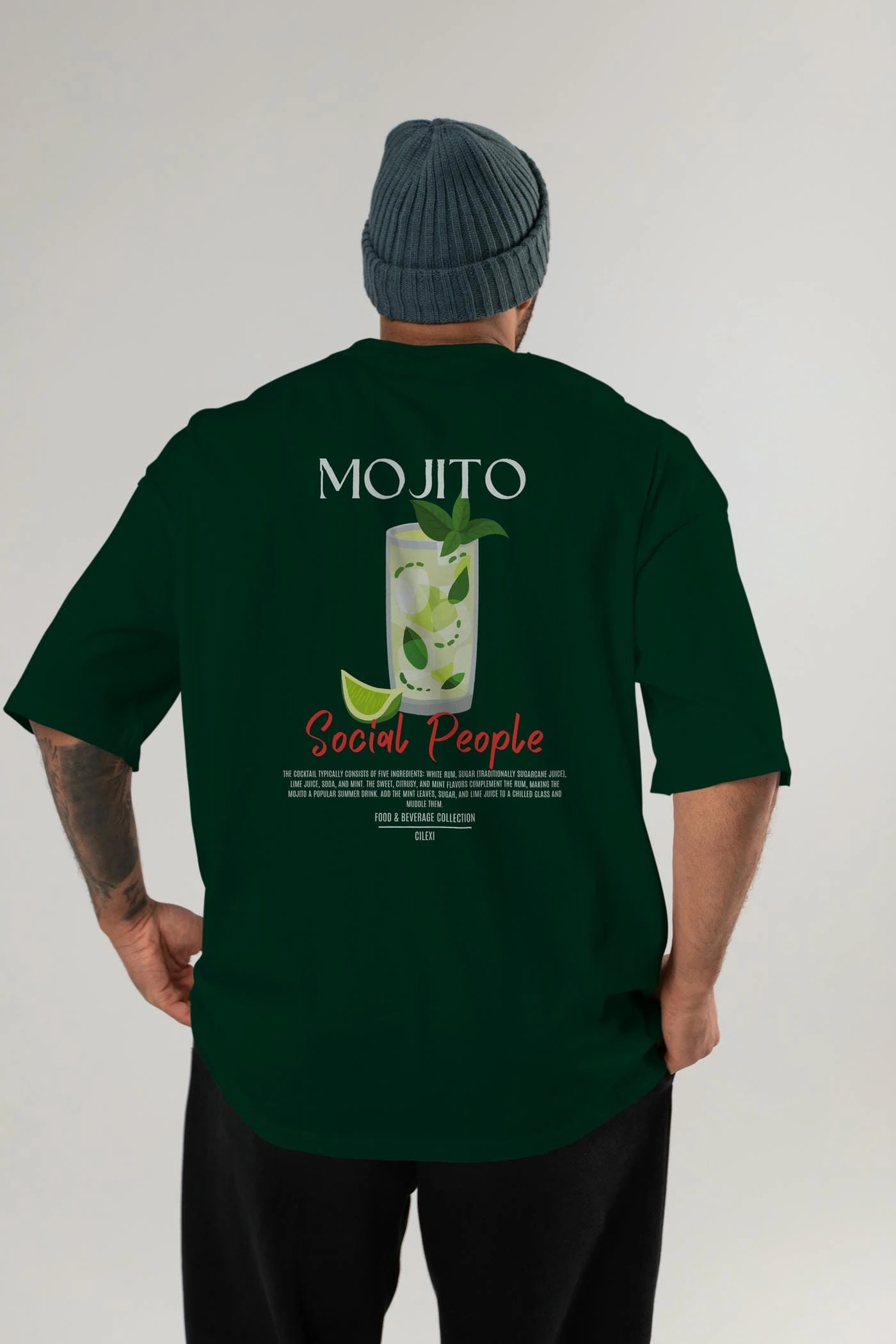 Mojıto Kokteyl Serisi Baskılı Oversize t-shirt Erkek Kadın Unisex %100 Pamuk Bisiklet Yaka tişort