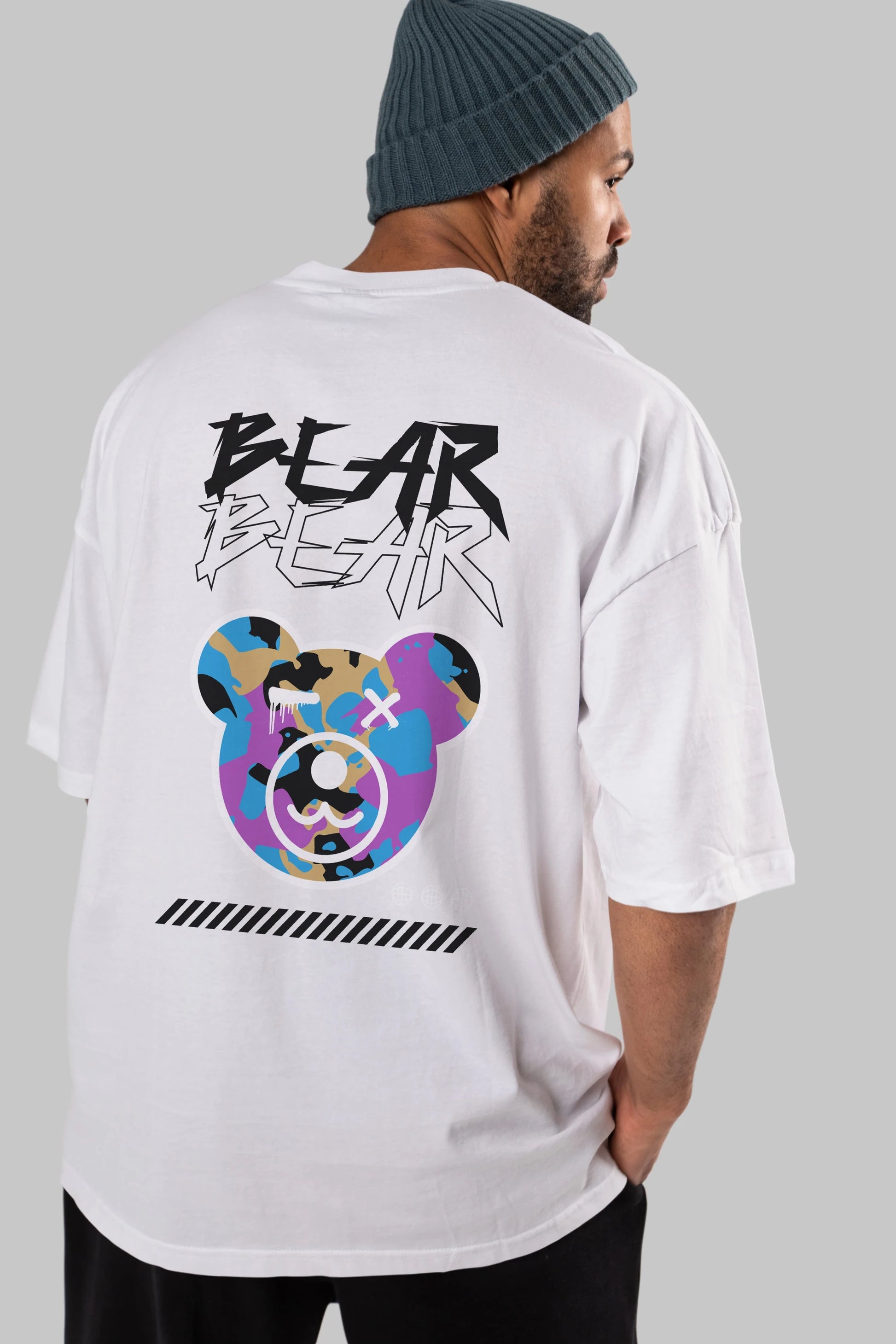 Bear Bear Arka Baskılı Oversize t-shirt Erkek Kadın Unisex
