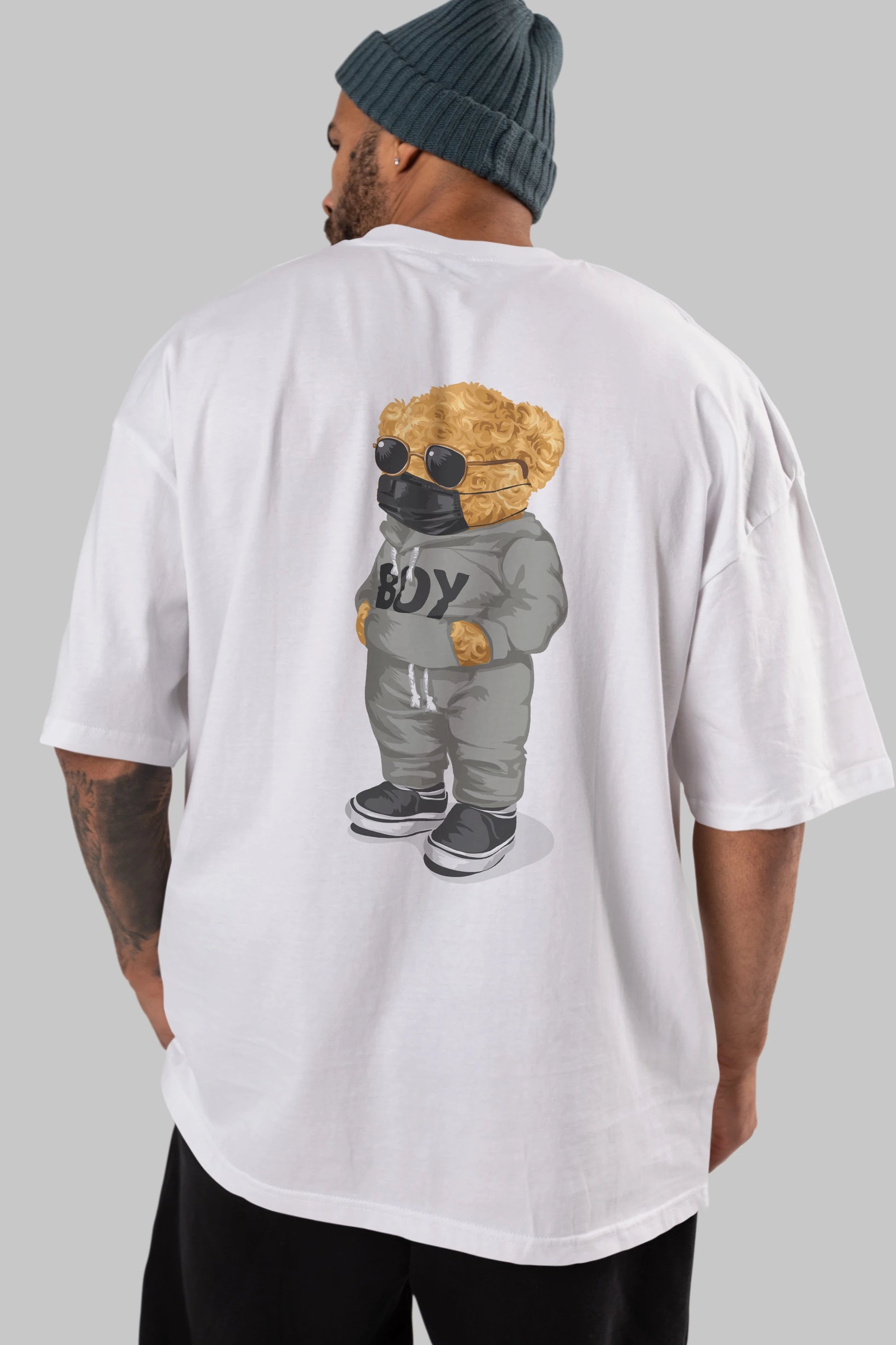 Teddy Bear Boy Arka Baskılı Oversize t-shirt Erkek Kadın Unisex %100 Pamuk