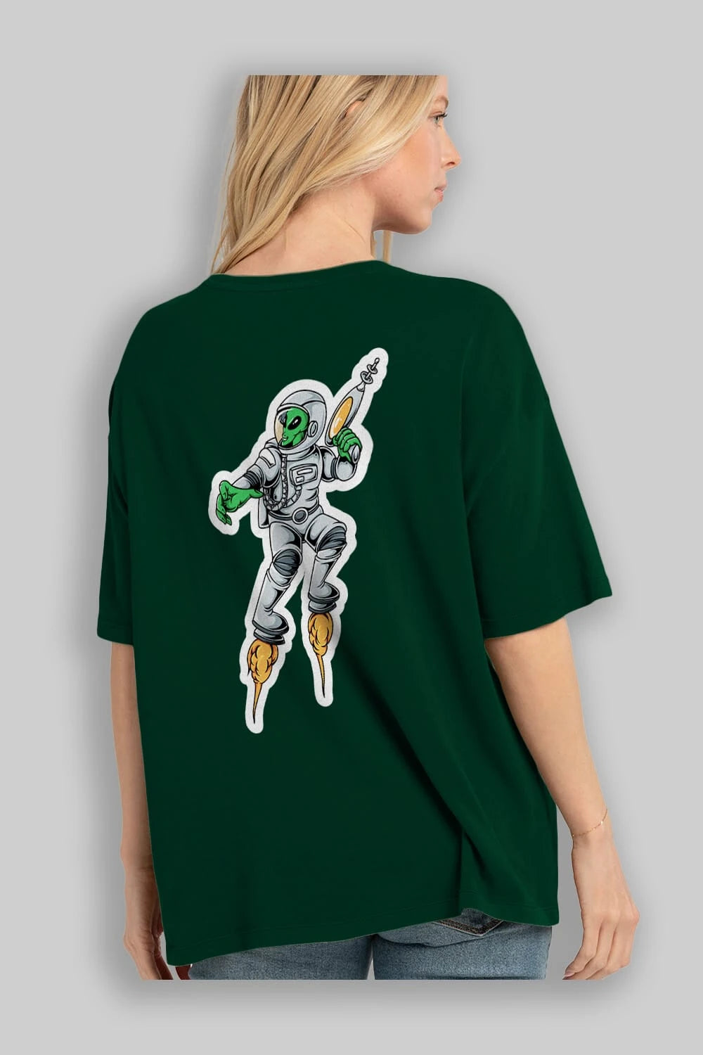Alien Wars Sticker Arka Baskılı Oversize t-shirt Erkek Kadın Unisex