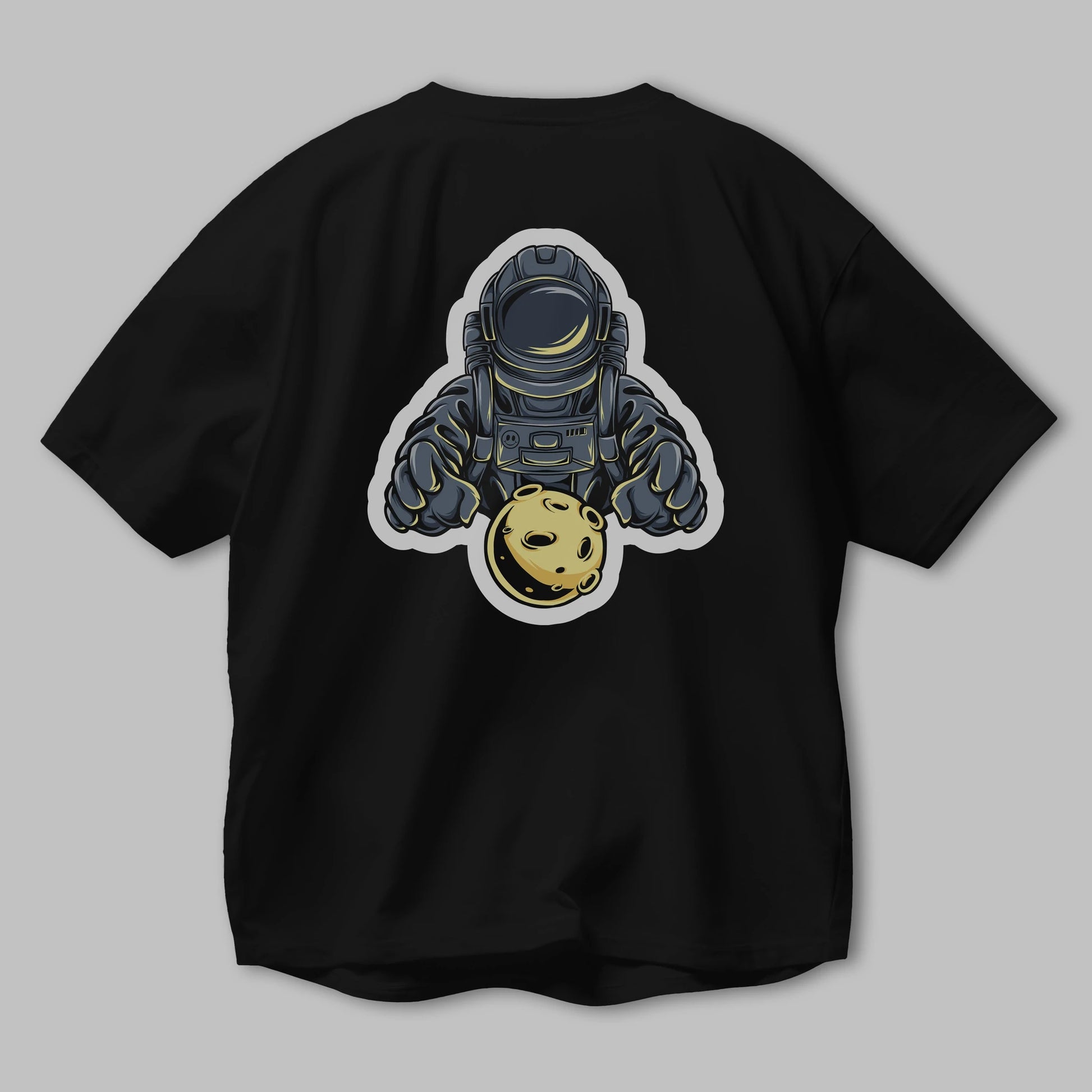 Astromoon sticker Arka Baskılı Oversize t-shirt Erkek Kadın Unisex