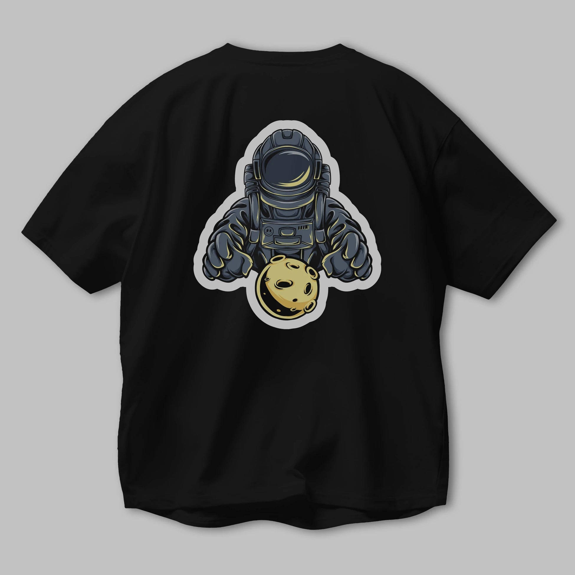Astromoon sticker Arka Baskılı Oversize t-shirt Erkek Kadın Unisex