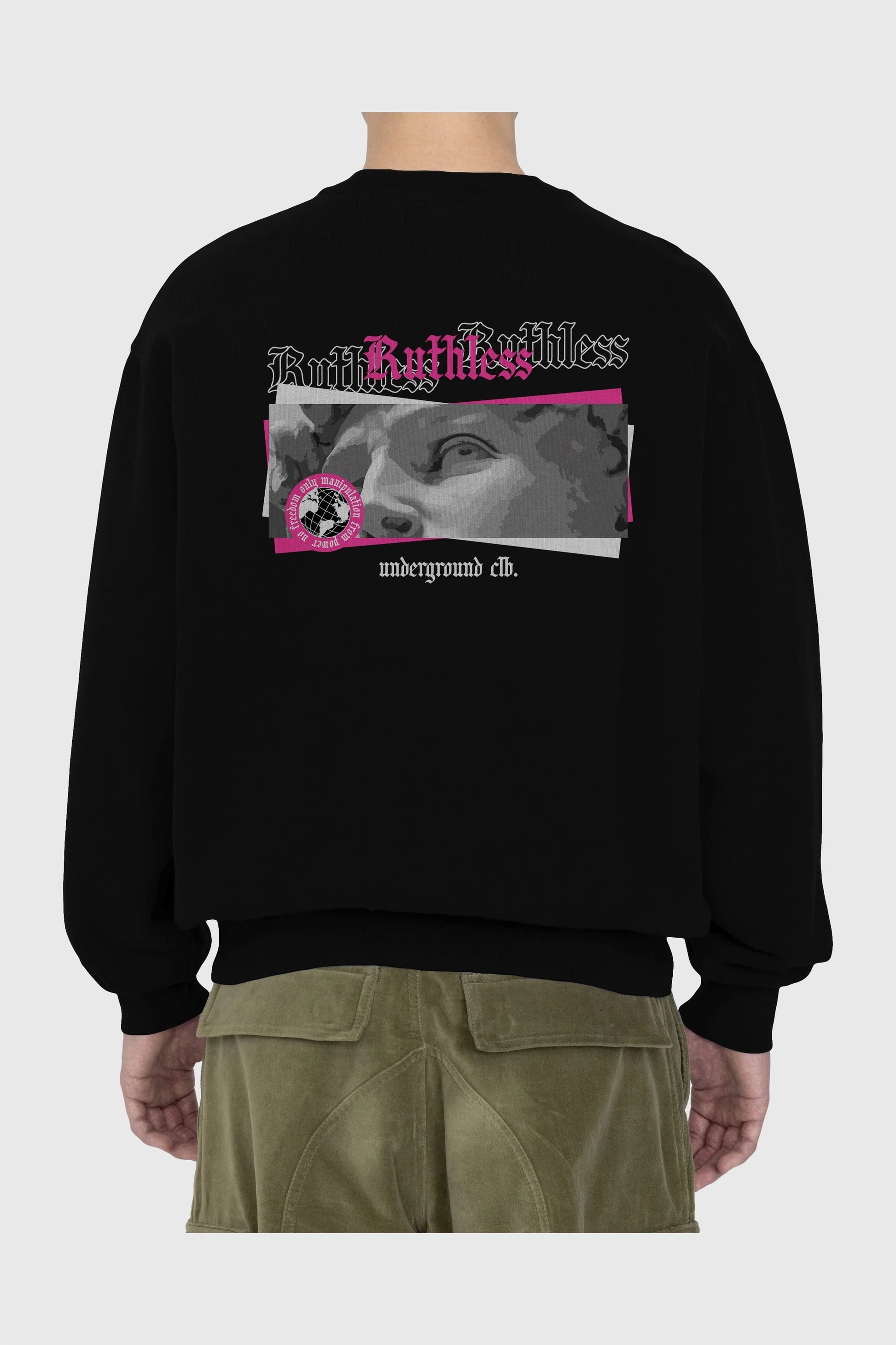 Ruthless Arka Baskılı Oversize Sweatshirt Erkek Kadın Unisex