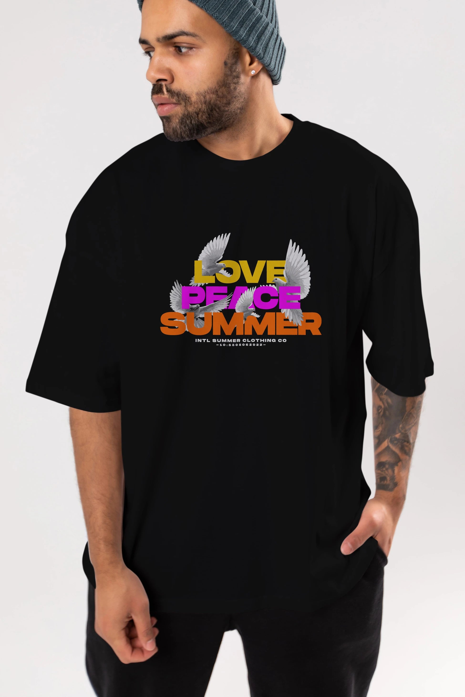 Love Peace Summer Ön Baskılı Oversize t-shirt Erkek Kadın Unisex