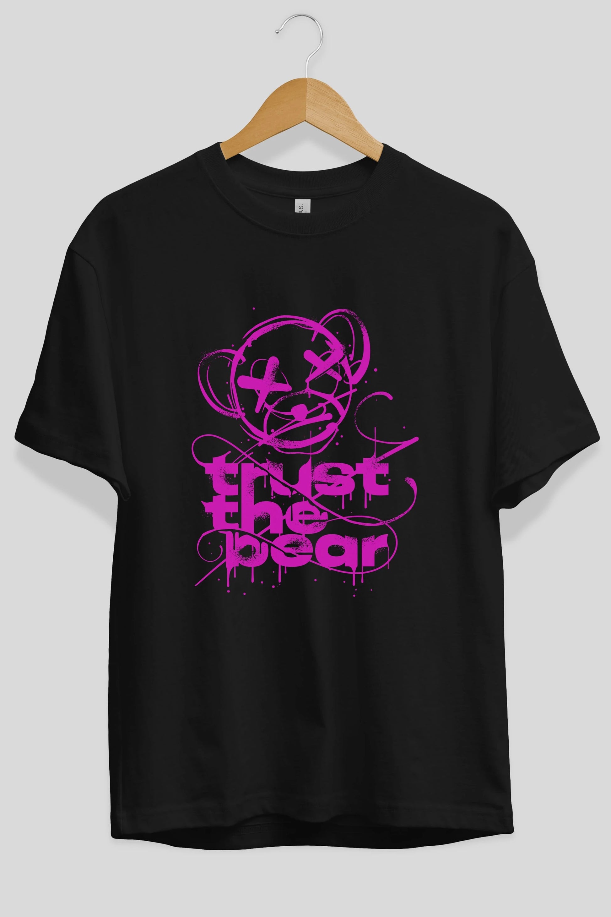 Trust The Bear 2 Ön Baskılı Oversize t-shirt Erkek Kadın Unisex