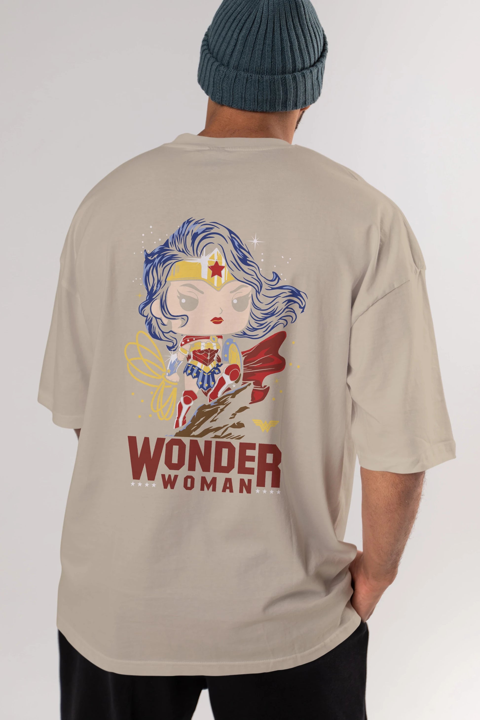 Wonder Woman (2) Arka Baskılı Oversize t-shirt Erkek Kadın Unisex %100 Pamuk Bisiklet Yaka tişort