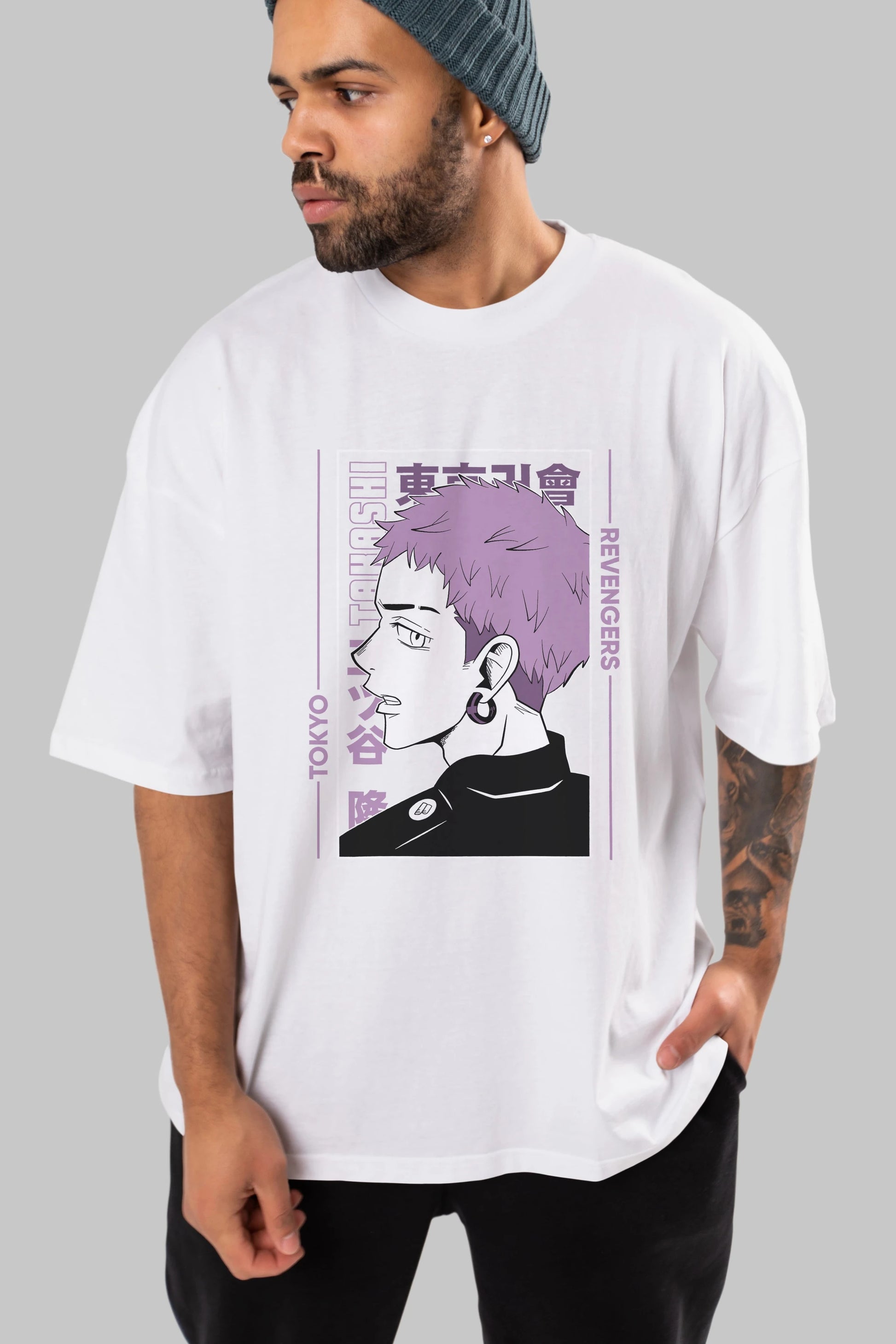 Takashi Mitsuya Anime Ön Baskılı Oversize t-shirt %100 pamuk Erkek Kadın Unisex