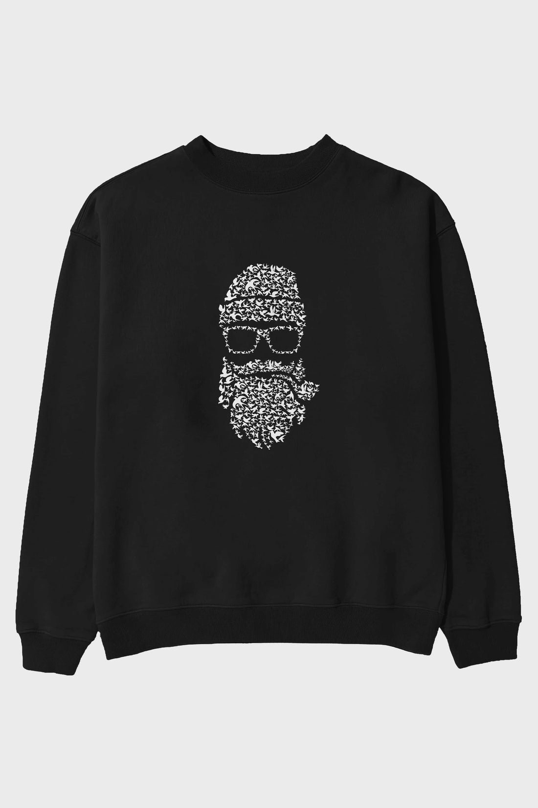 Birds Beard Ön Baskılı Oversize Sweatshirt Erkek Kadın Unisex
