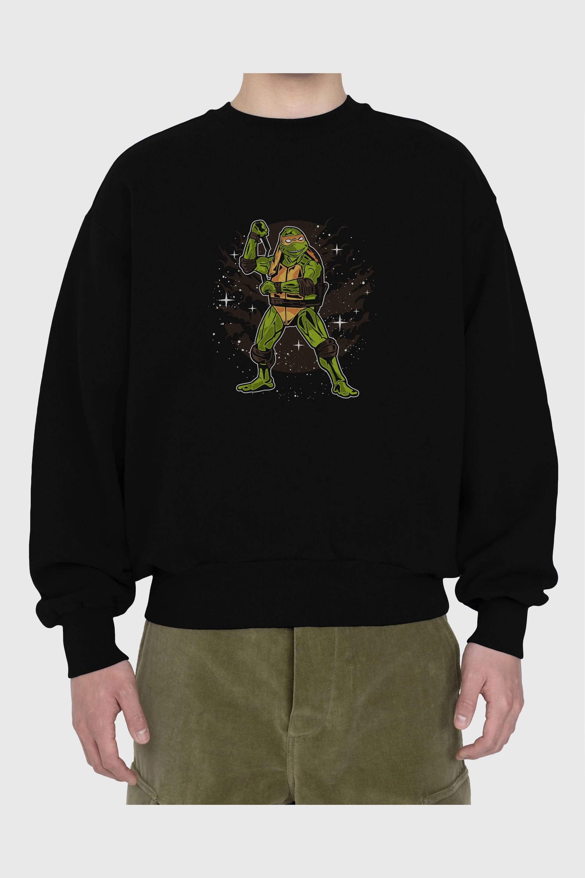 TURTLES Ön Baskılı Oversize Sweatshirt Erkek Kadın Unisex