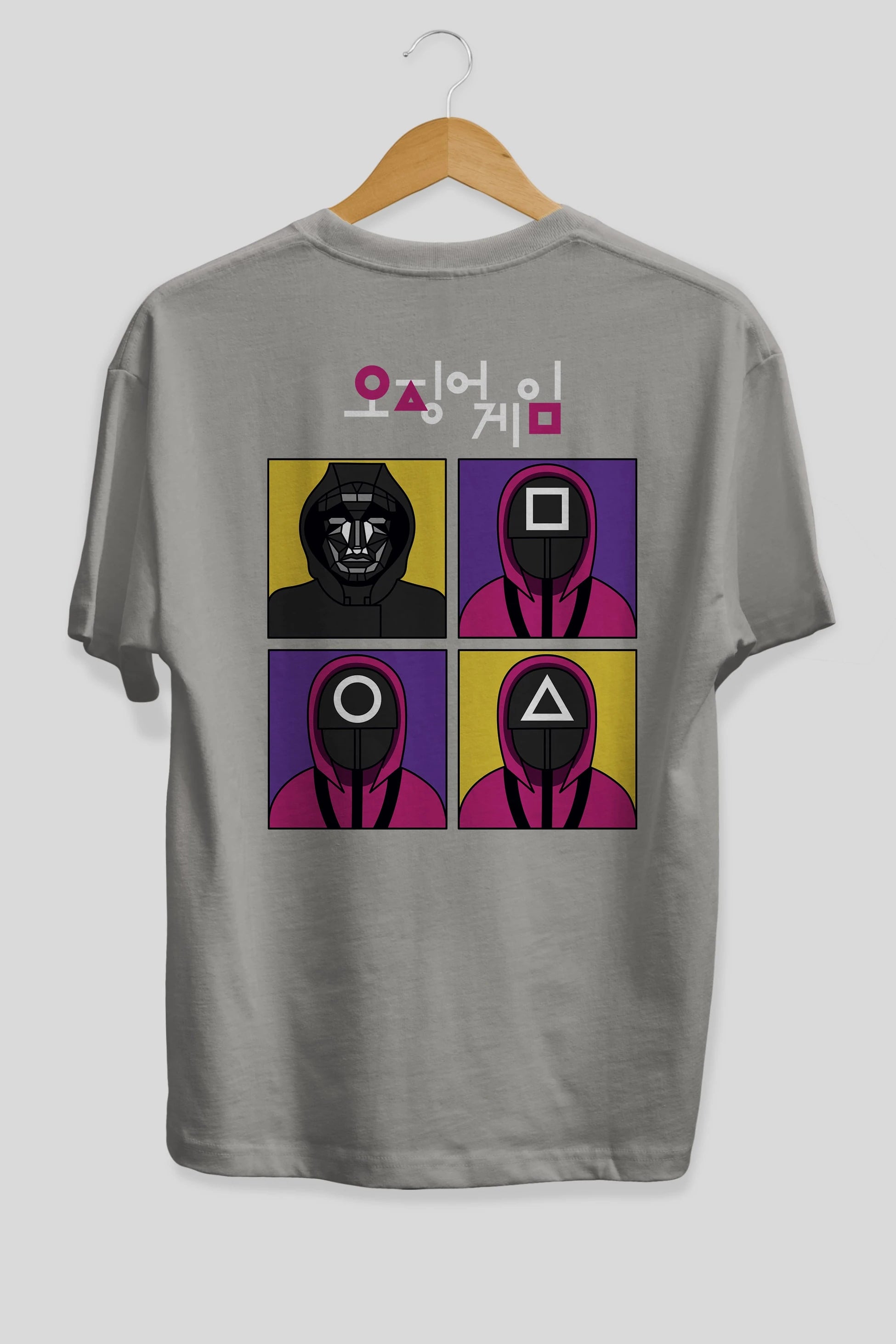 Squid Game (1) Arka Baskılı Oversize t-shirt Erkek Kadın Unisex %100 Pamuk Bisiklet Yaka tişort