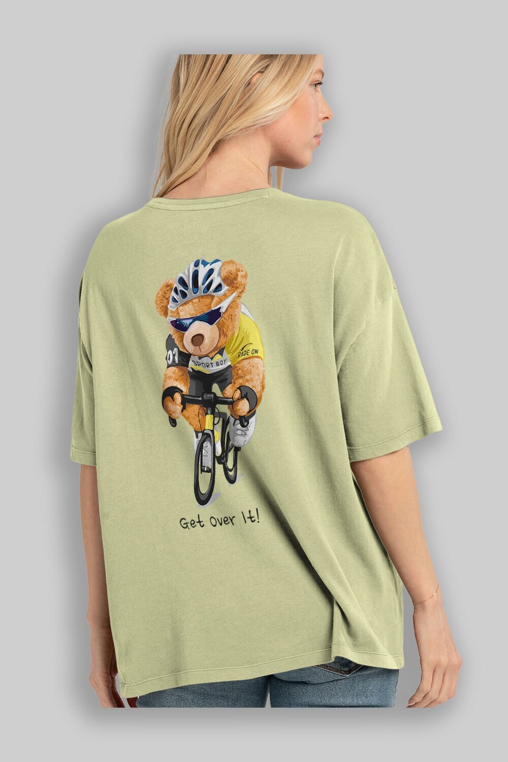Teddy Bear Sport Boy Arka Baskılı Oversize t-shirt Erkek Kadın Unisex %100 Pamuk