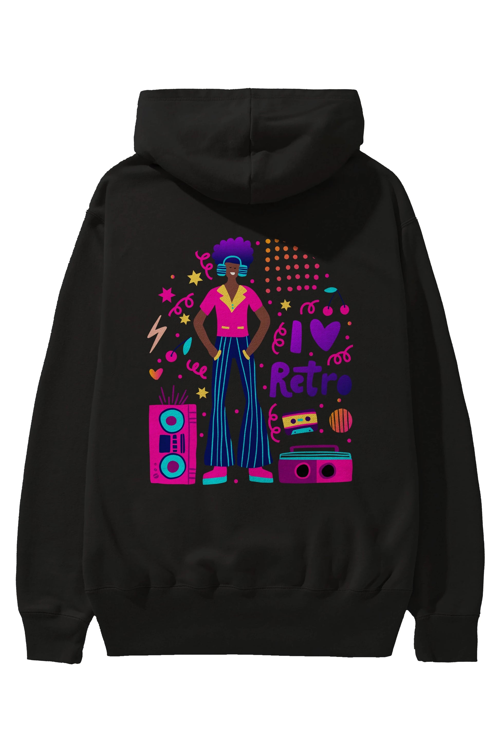 Retro Boy Party Arka Baskılı Oversize Hoodie Kapüşonlu Sweatshirt Erkek Kadın Unisex