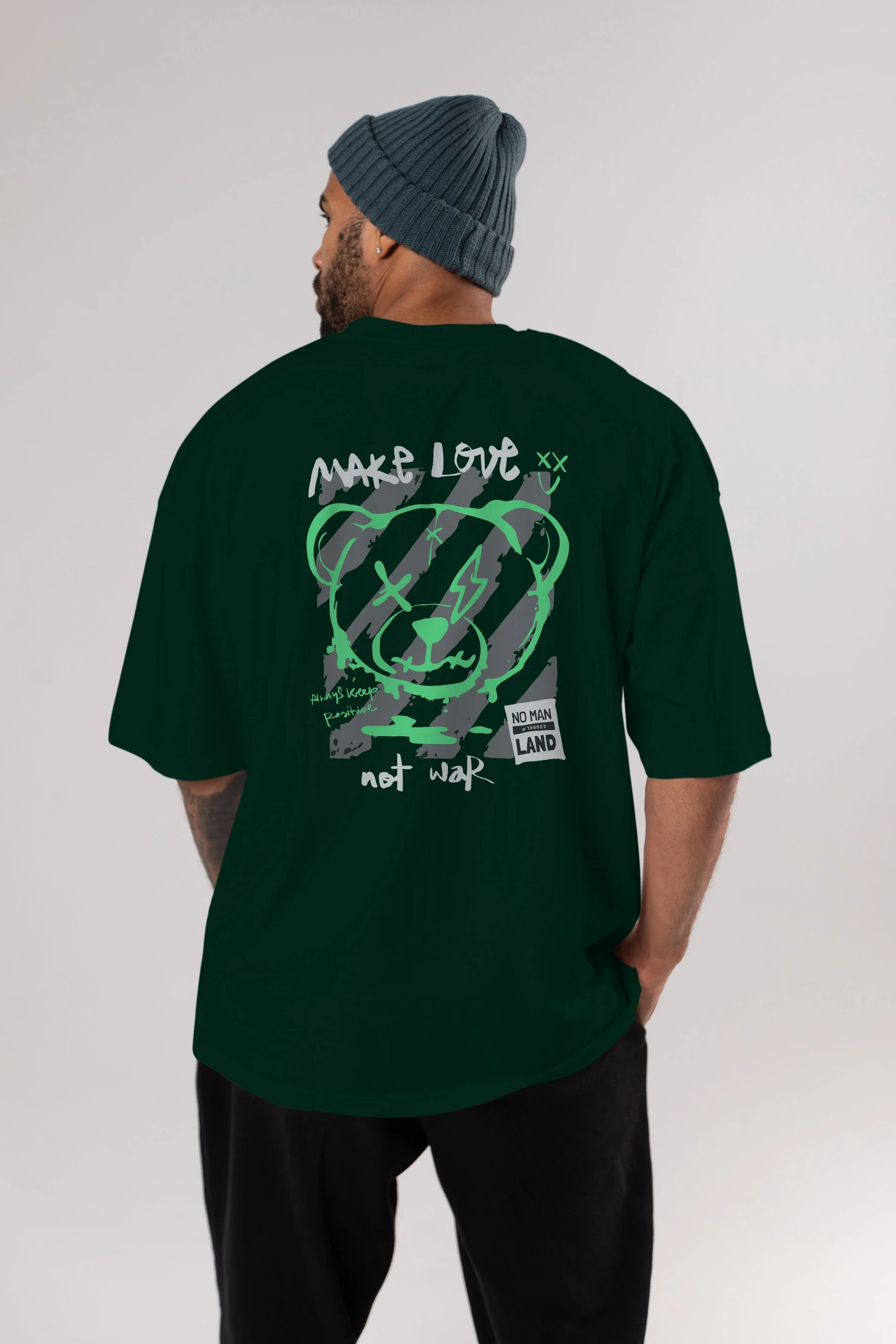 Make Love Bear Arka Baskılı Oversize t-shirt Erkek Kadın Unisex